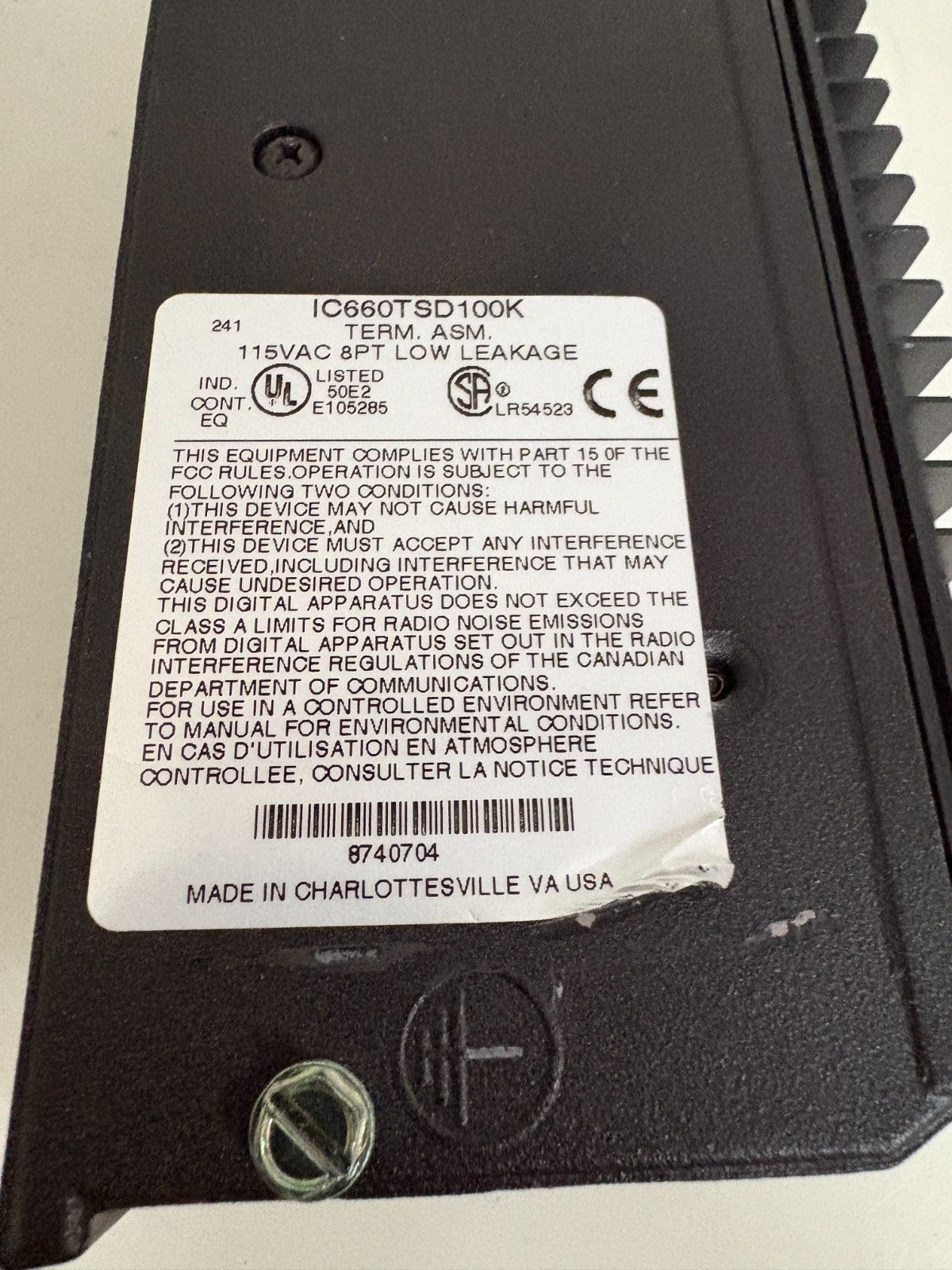 GE FANUC GENIUS 115V 50/60 HZ IN/OUT IC660BBD101  W/IC660TSD100K2