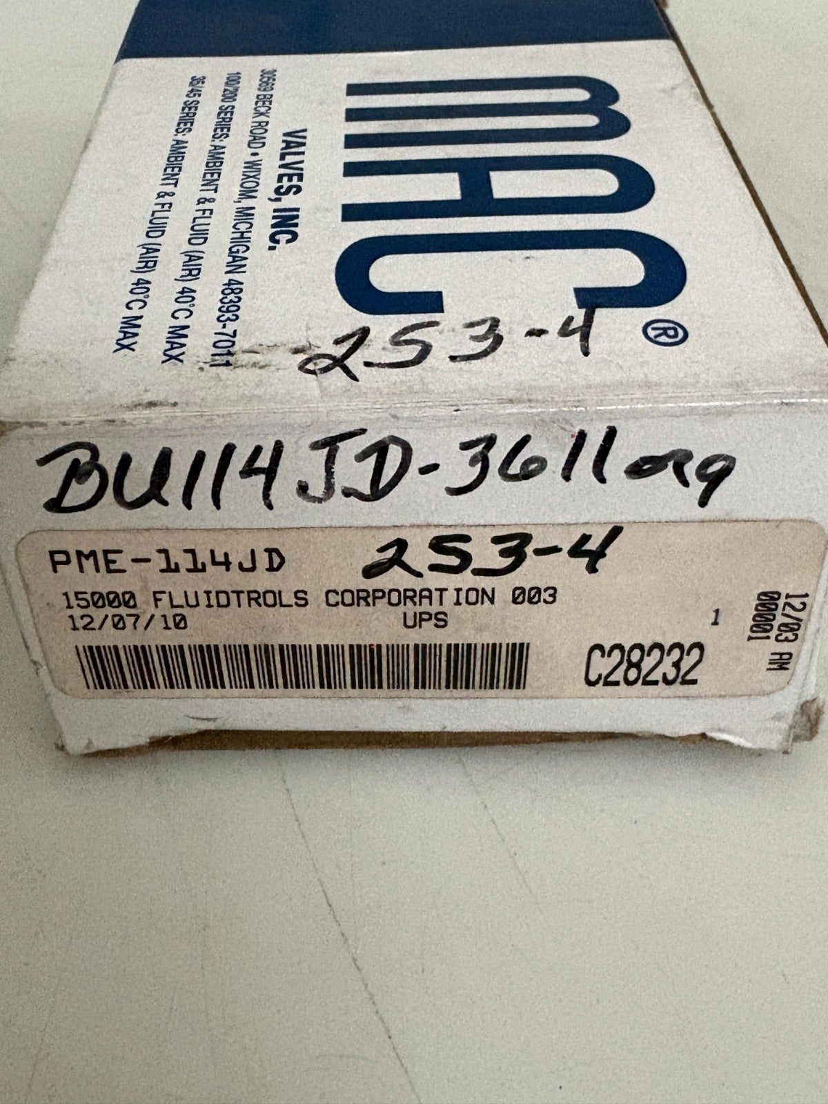 MAC SOLENOID VALVE PME-114 JD 3