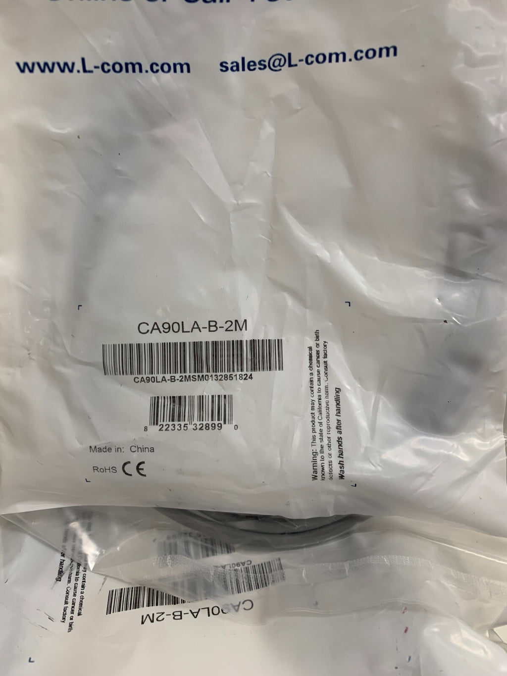 L-COM  Right Angle USB Cable  Straight B Male    CA90LA-B-2M   (Lot of 12)