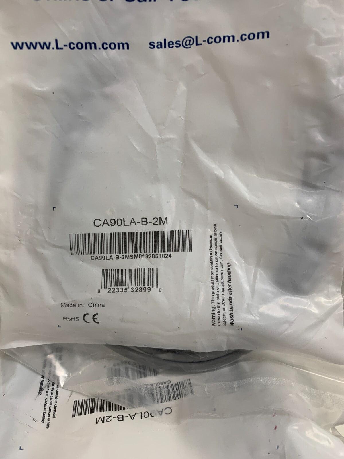 L-COM  Right Angle USB Cable  Straight B Male    CA90LA-B-2M   (Lot of 12)