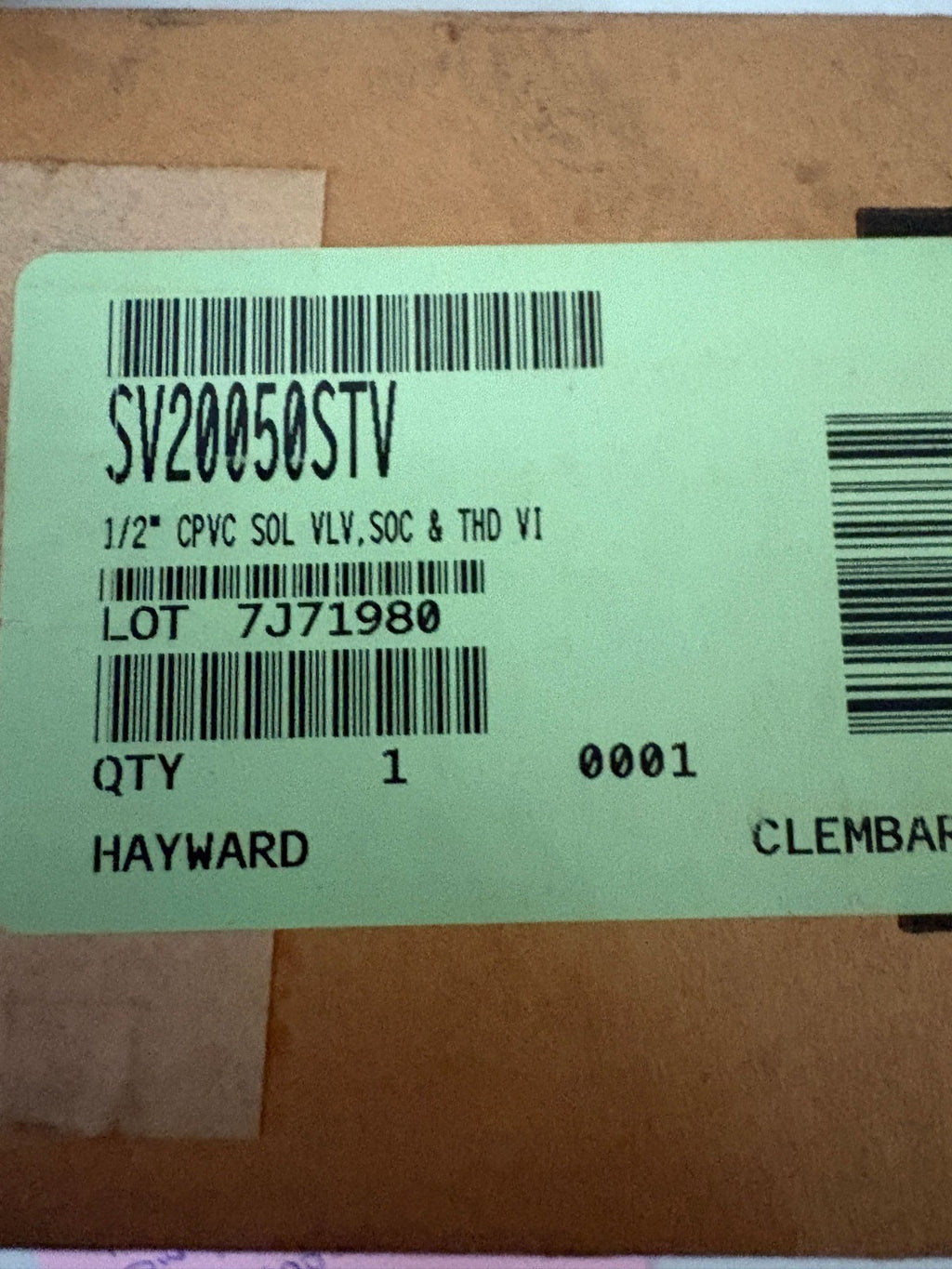 HAYWARD CPVC 2WAY, 2 POSITION VALVE SV20100STV 3