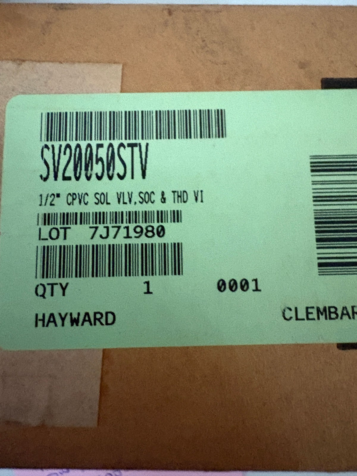 HAYWARD CPVC 2WAY, 2 POSITION VALVE SV20100STV 3