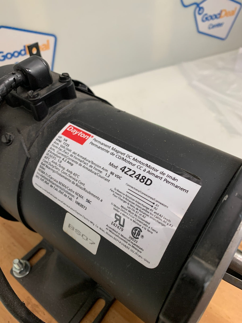 DAYTON Permanent Magnet DC Motor 4Z248D 1/4 HP 1725 RPM