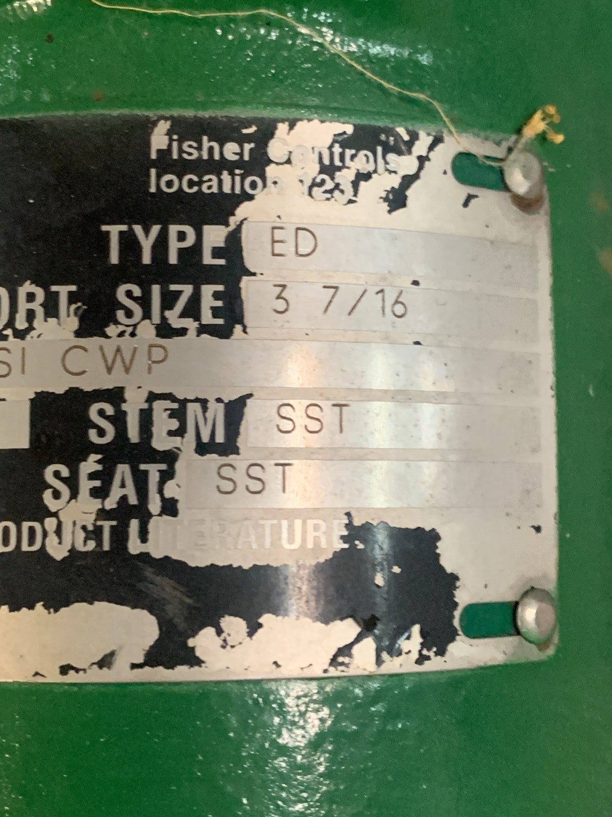 FISHER CONTROLS VALVE TYPE 6676