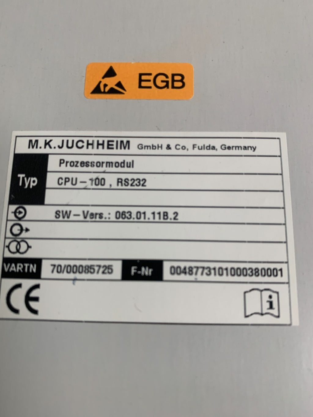 JUMO CPU-100 MAIN PROCESSOR CPU-100 RS232