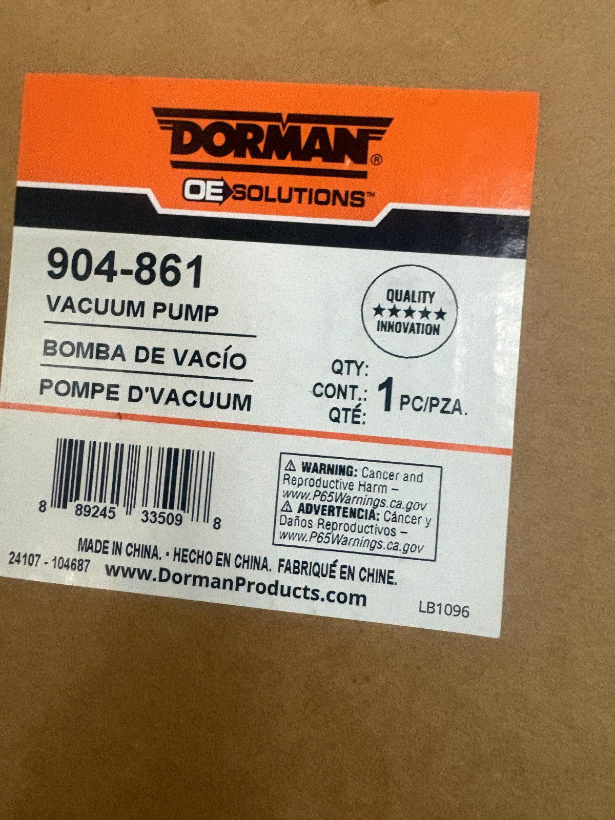 DORMAN VACUUM PUMP CADILLAC/CHEV GMC 904-861 3