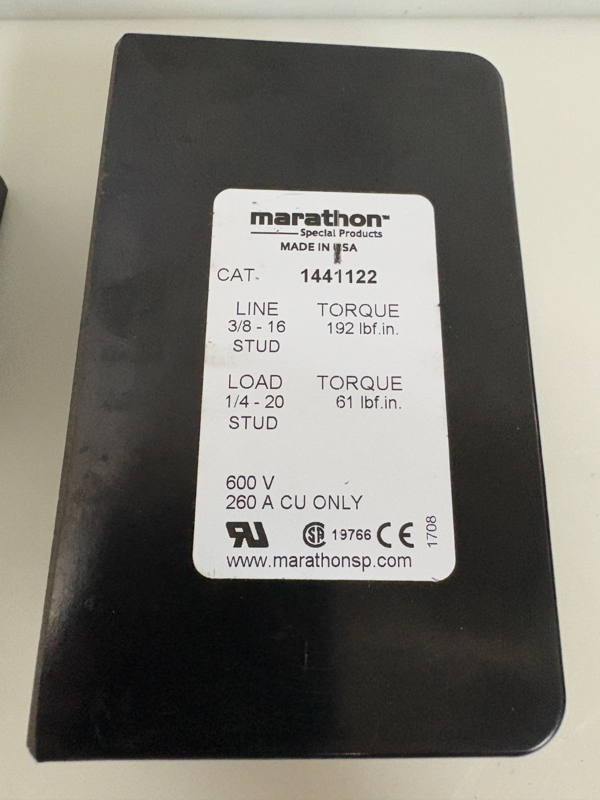 LOT OF 2 MARATHON SINGLE POWER TERMINAL BLOCK 1441122