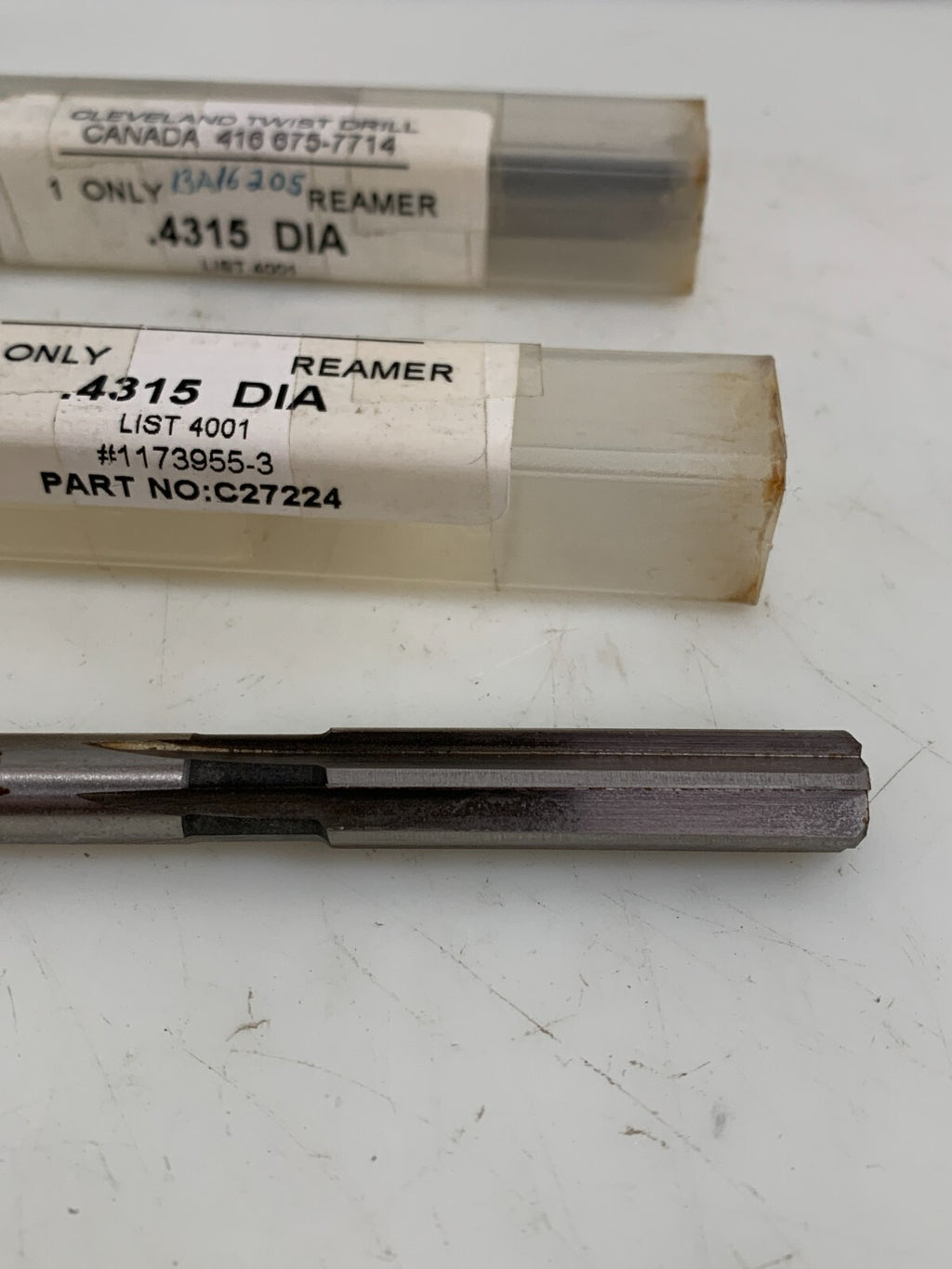 LOT OF 2 CLEVELAND REAMER FLUTE STRAIGHT 4315 DIA C27224 #1173955-3