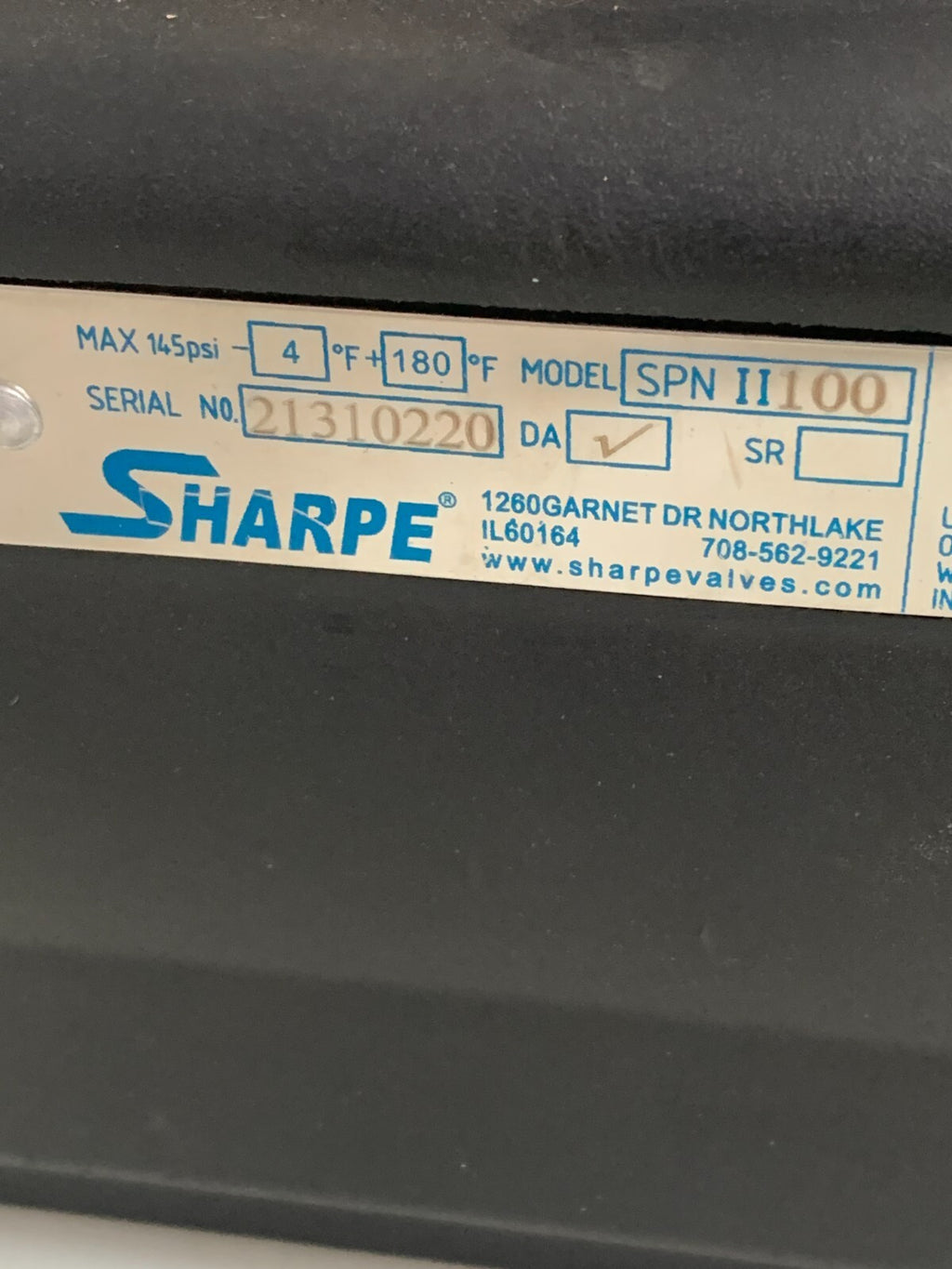 SHARPE ACTUATOR VALVE SPNII 100
