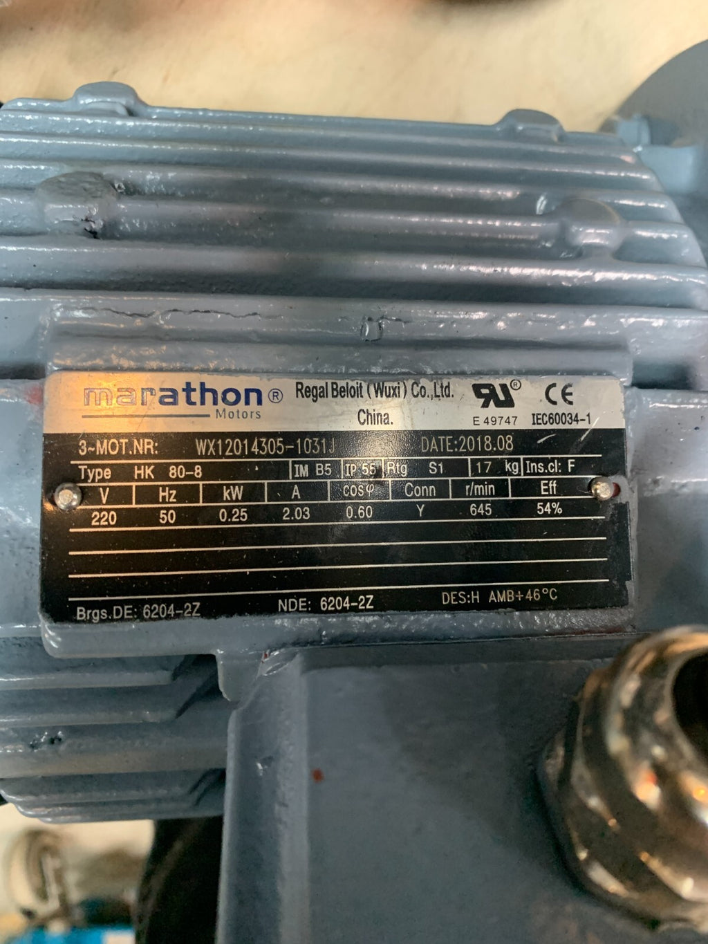 MARATHON Motor w/Gear Box   WX12014305-1031J3
