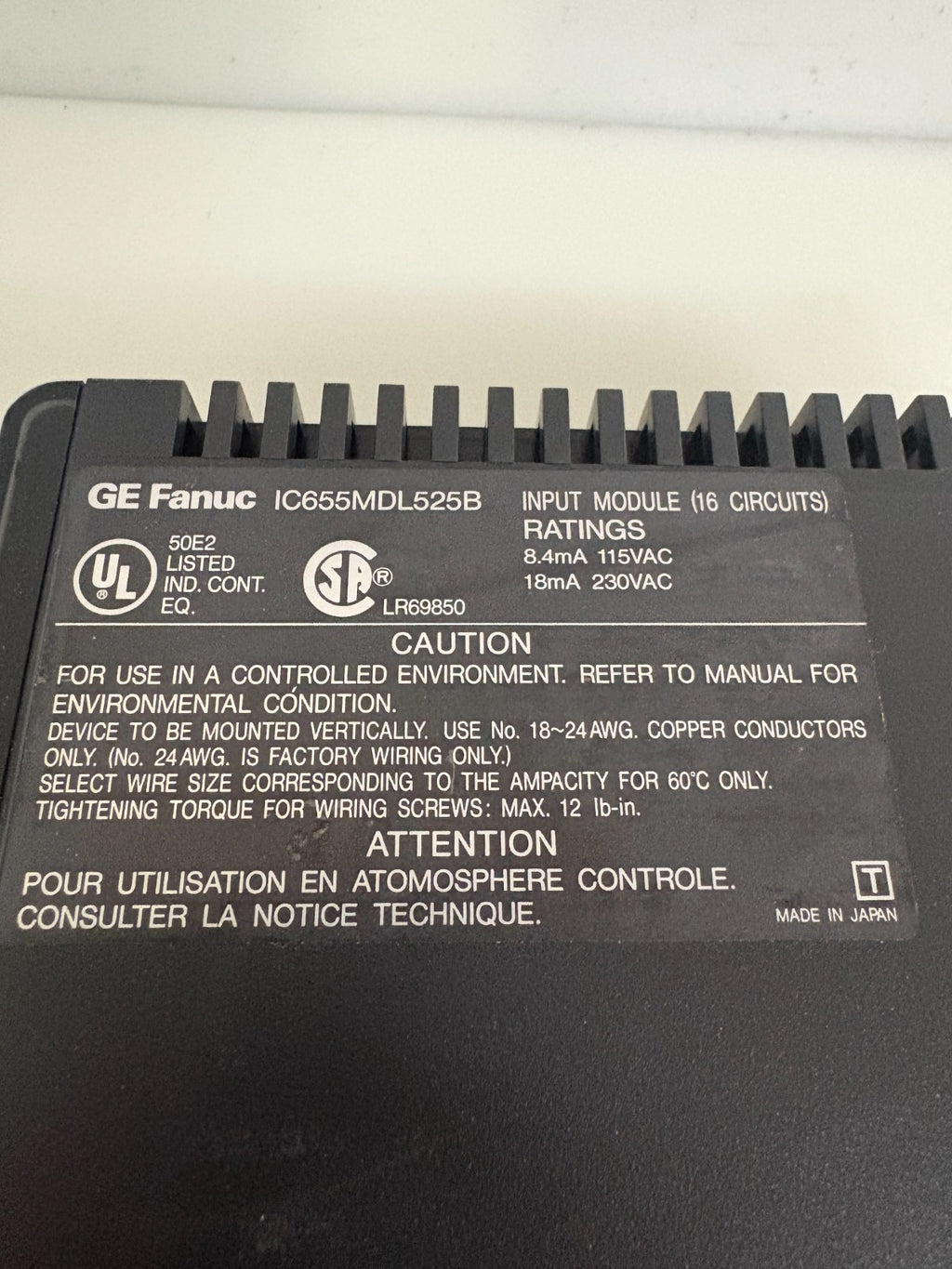 GE FANUC SERIES FIVE 115/230VAC INPUT/16 IC 655MDL525 B3