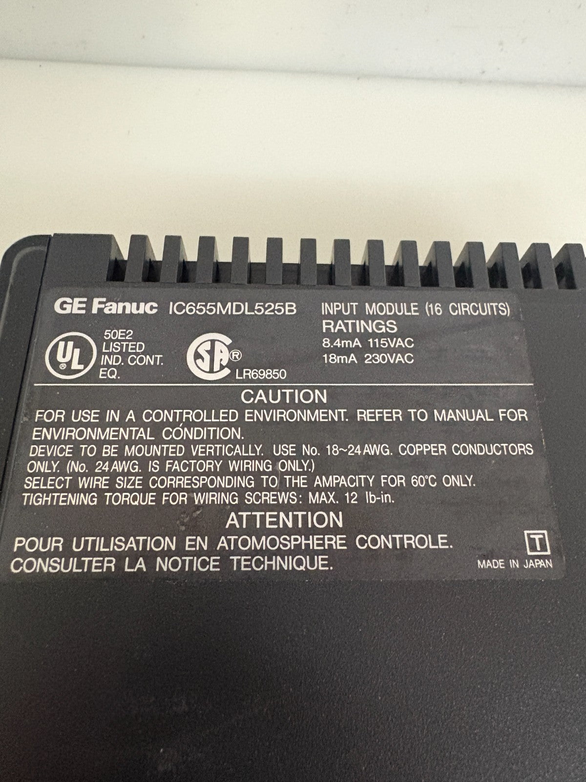 GE FANUC SERIES FIVE 115/230VAC INPUT/16 IC 655MDL525 B3