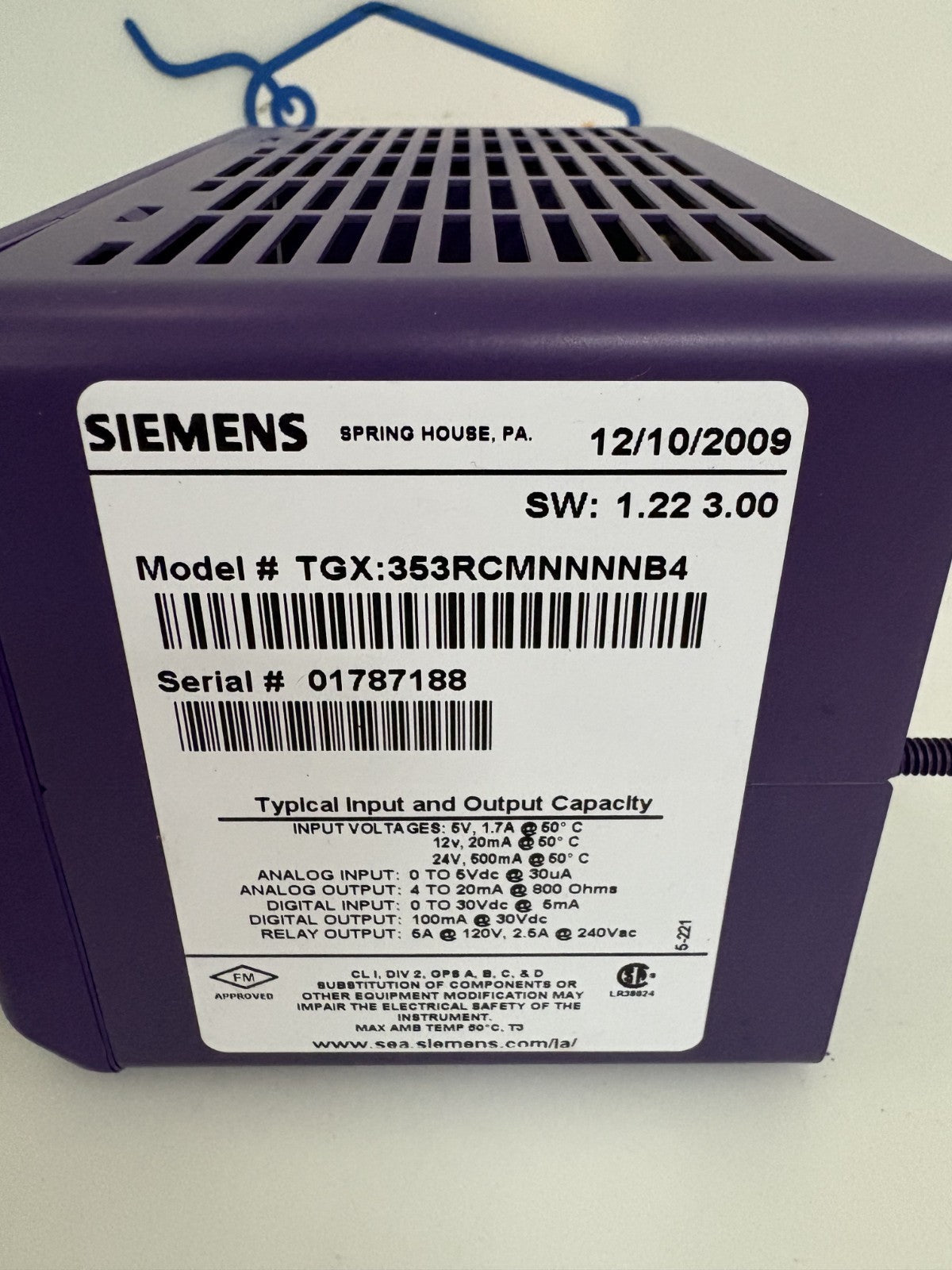 SIEMENS MOORE CONTROL MODULE 353 R TGX: 353RCMNENNNNB4
