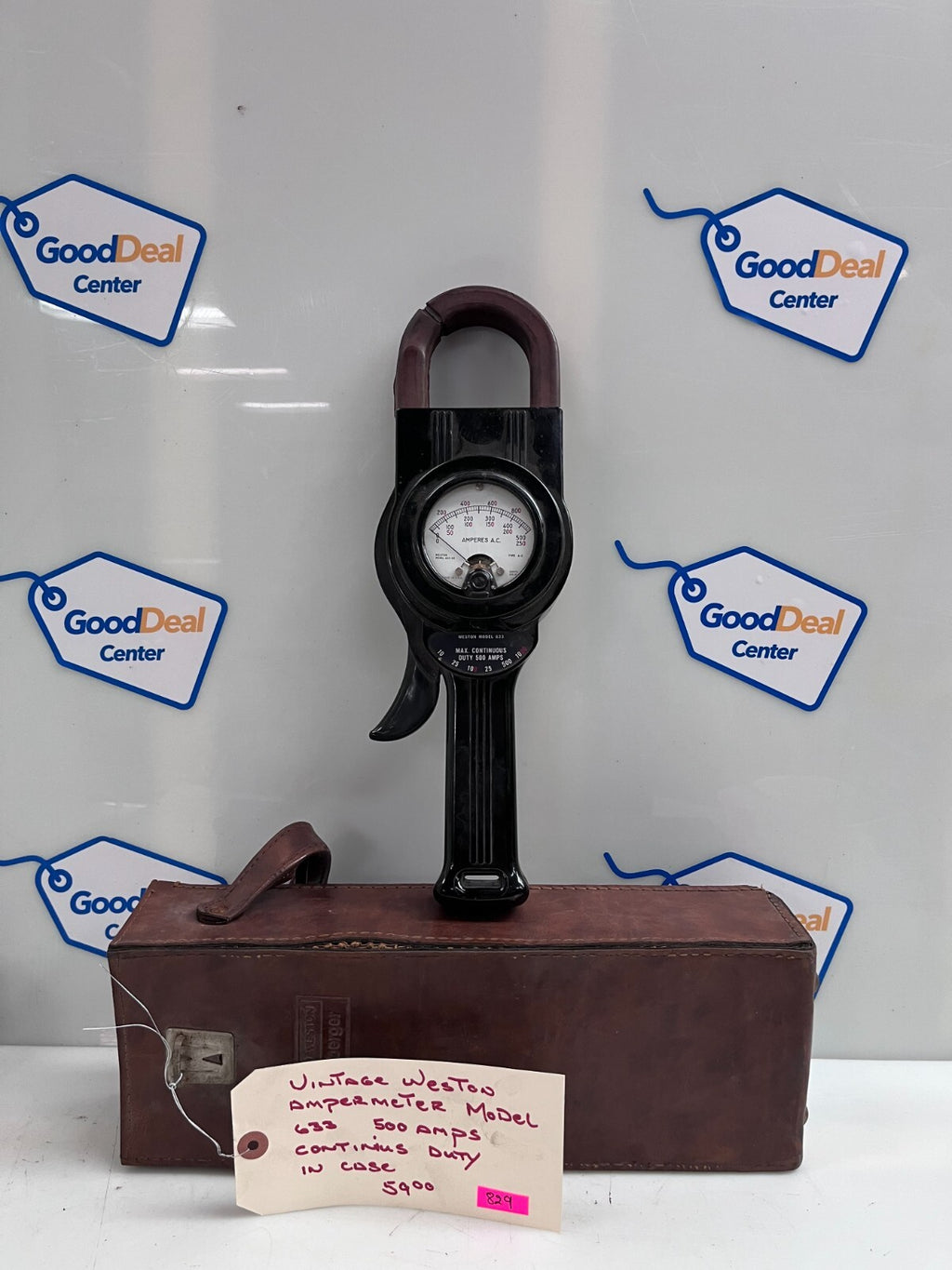 Vintage Weston Model 633 Amperes A.C. Clamp on Amp Meter 500 AMPS (With Case)0