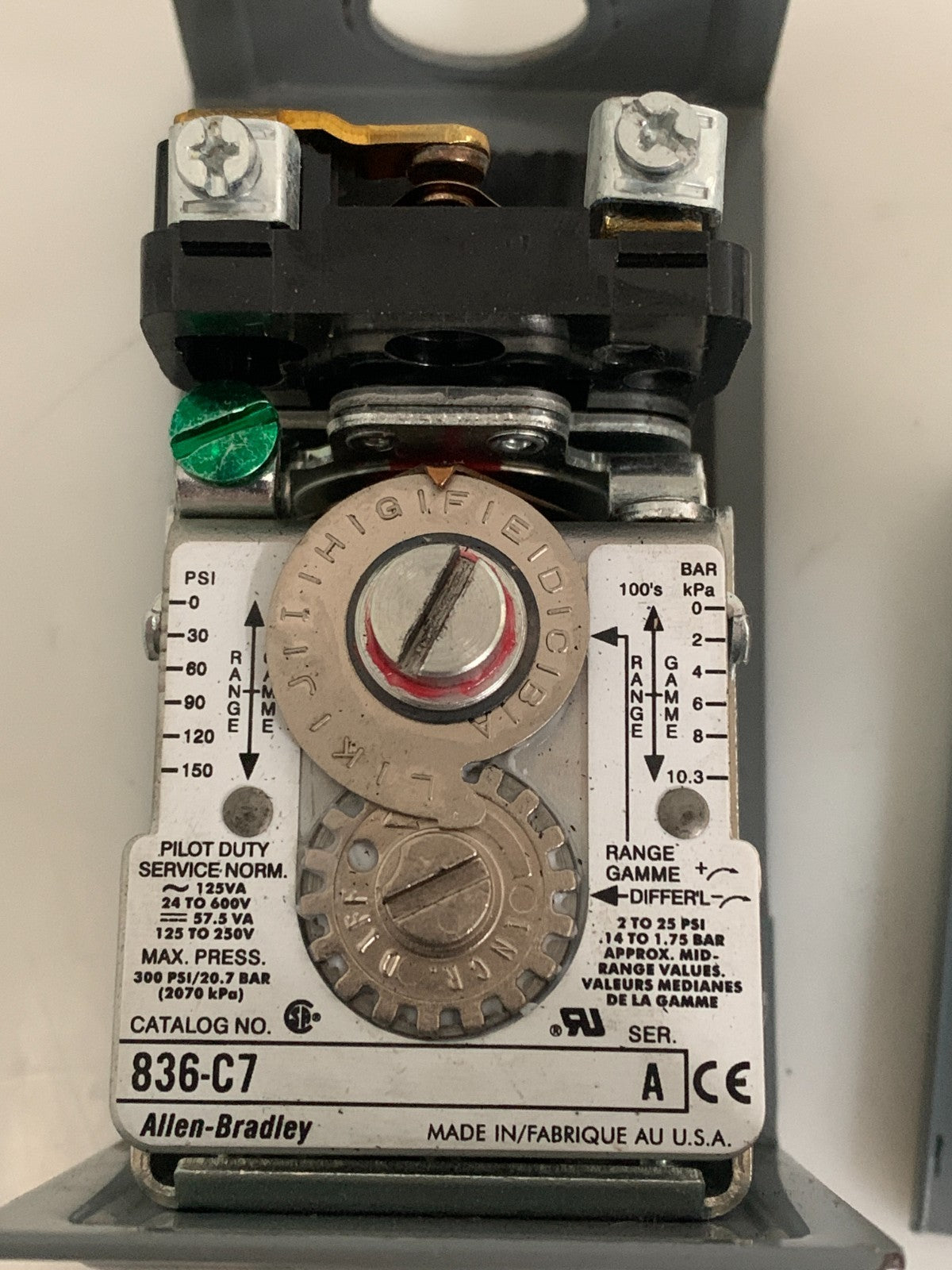 ALLEN BRADLEY PRESSURE CONTROL 836-C7A