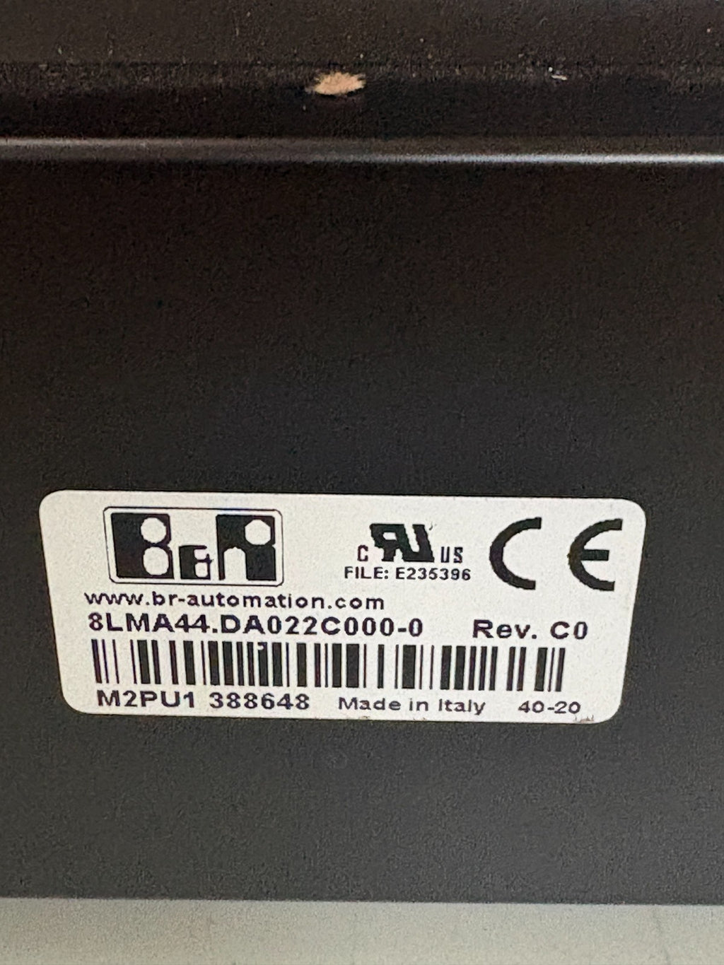 ABB B&R AUTOMATION SERVO MOTOR 8LMA44.DA022C000.0 REV. C0 W/ 8DI44S.DA0227000-12