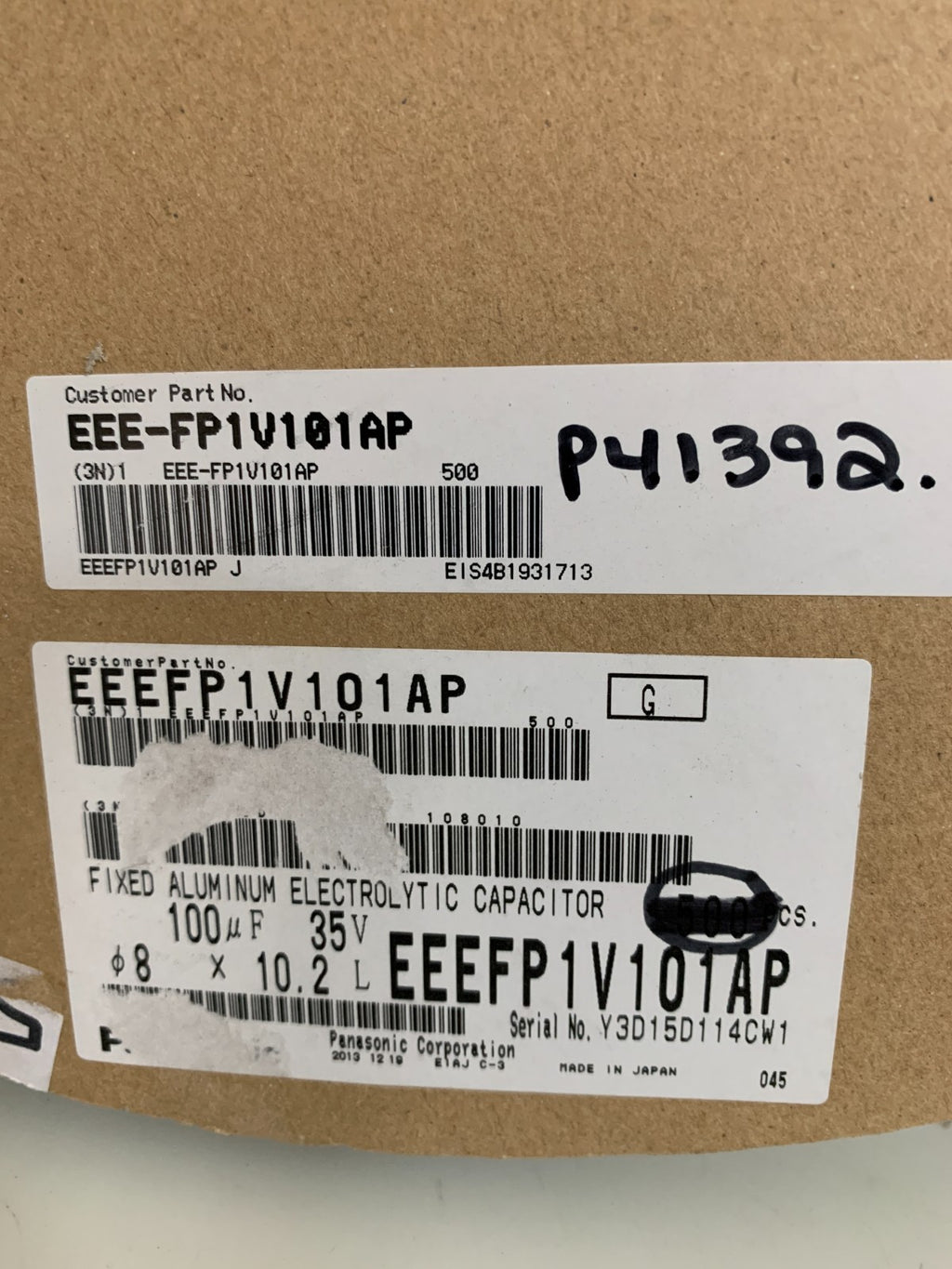 LOT OF 429 PANASONIC FIXED ALUMINIUM ELECTROLYTIC CAPACITOR EEEFP1V101AP