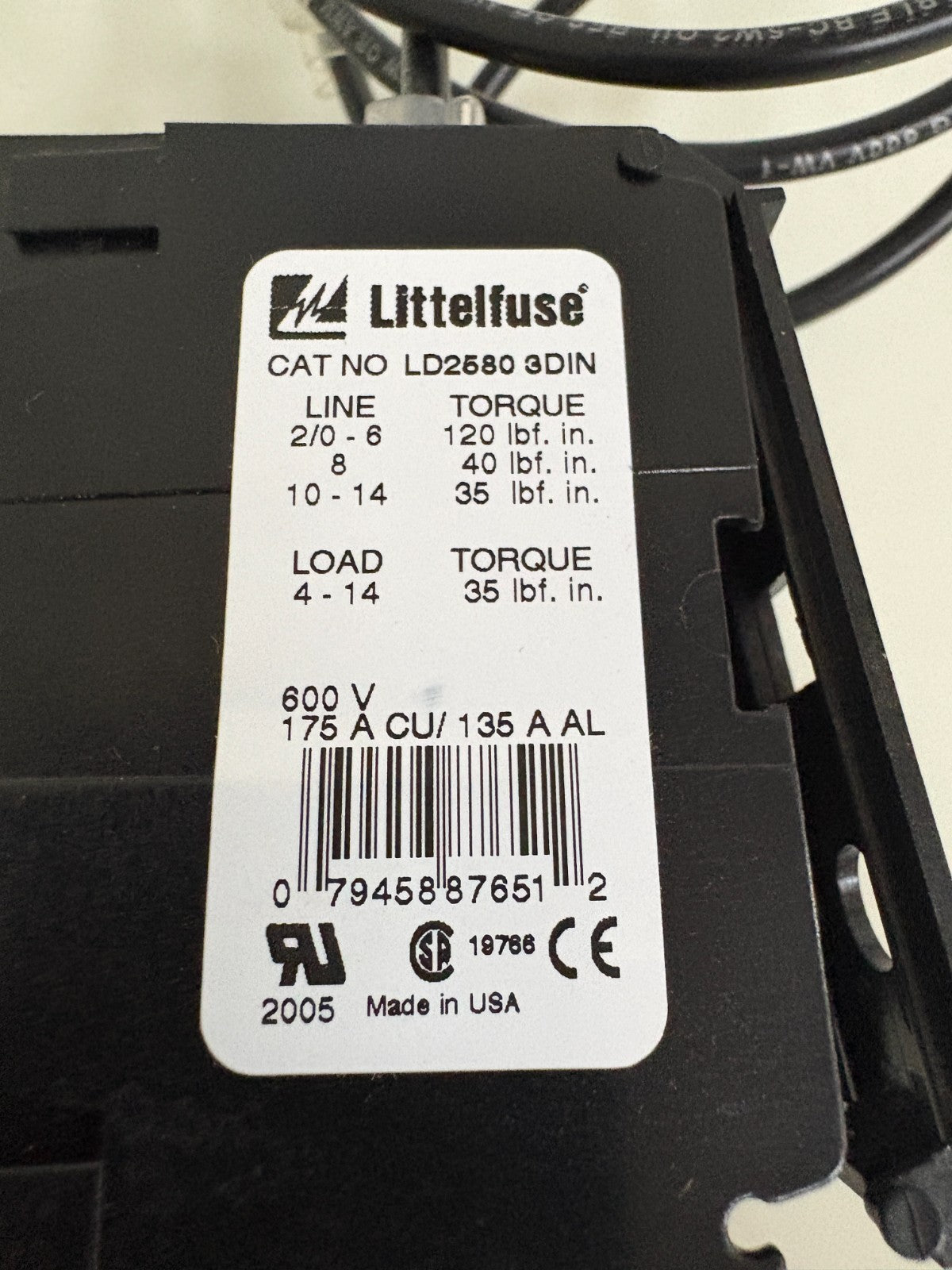 LITTLEFUSE POWER DISTRIBUTION BLOCK LD2580-3DIN