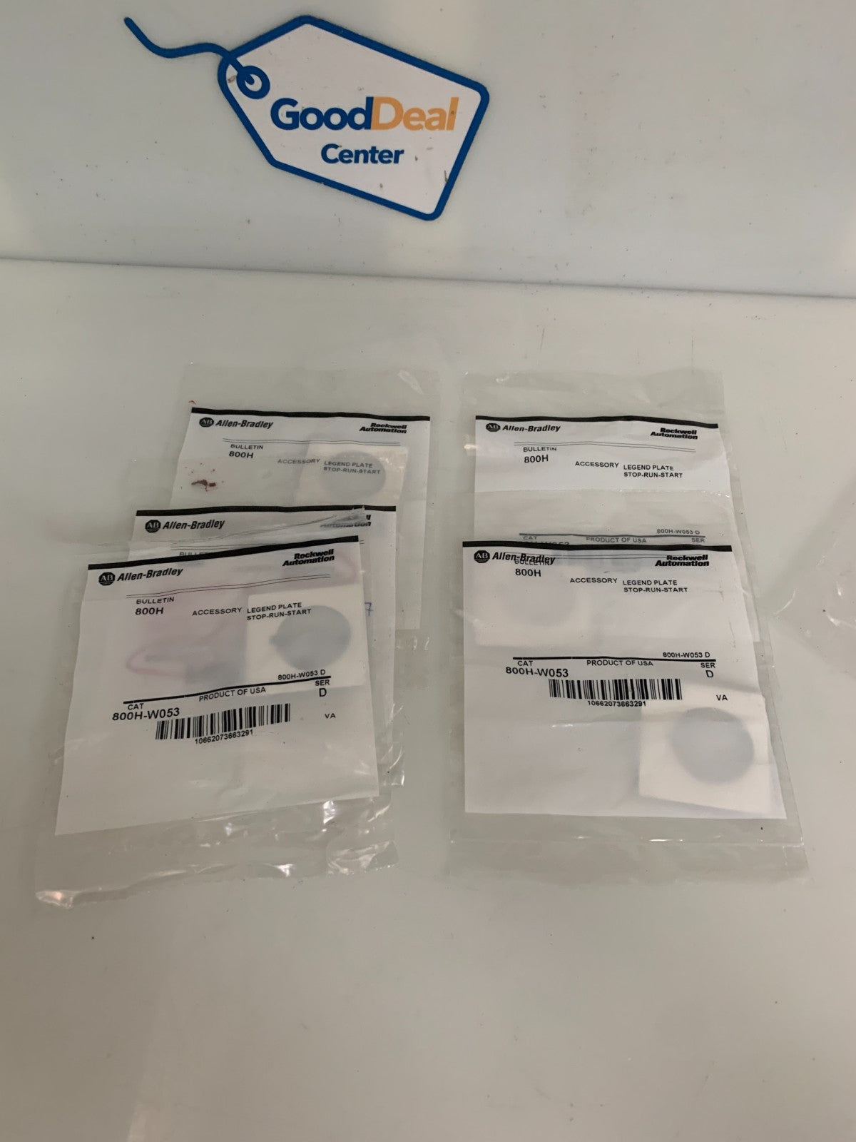 LOT OF 5 ALLEN BRADLEY  LEGEND PLATE STOP-RUN-START 800H-W053