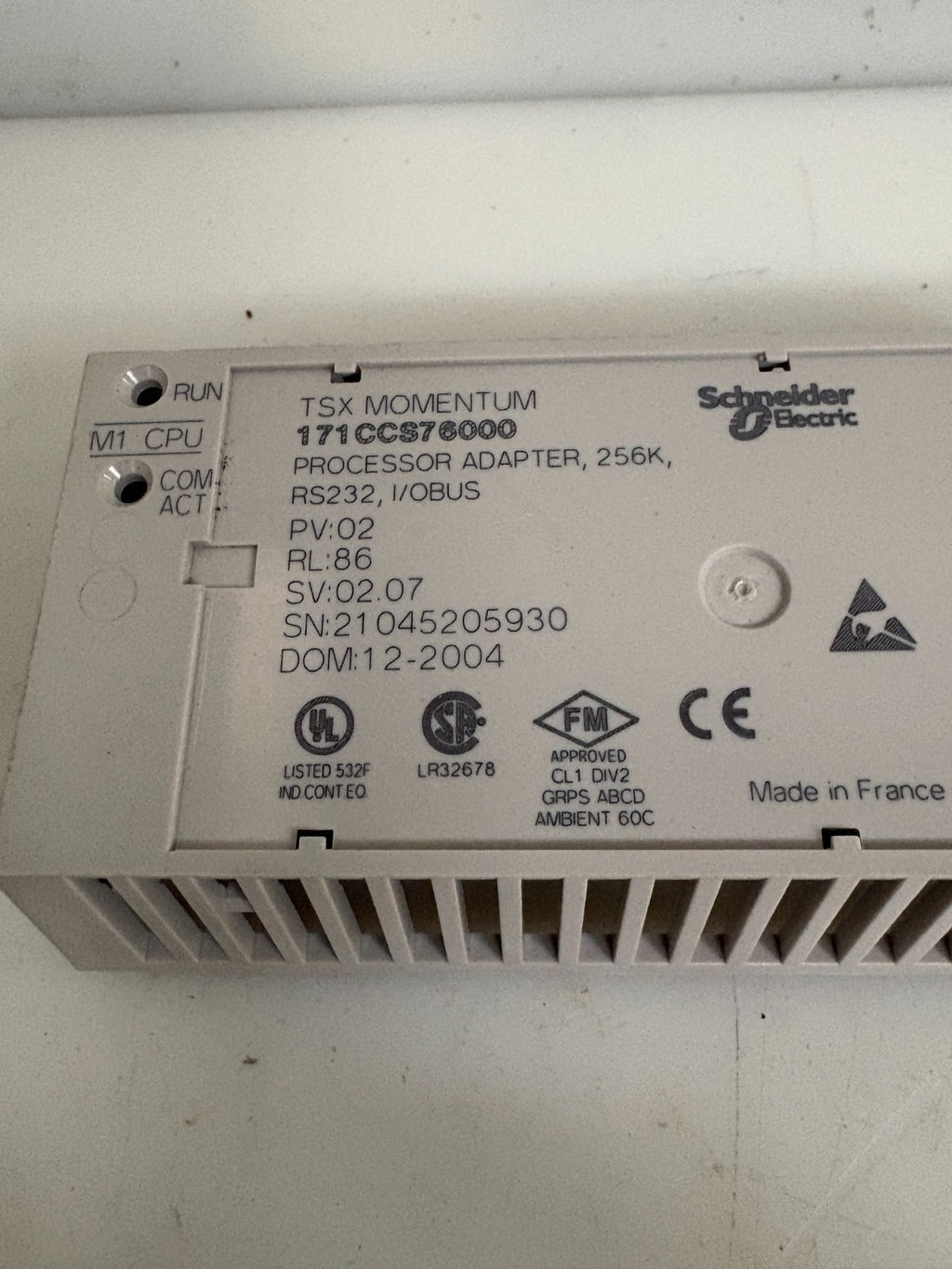 SCHNEIDER ELEC TSX MOMENTUM PROCESSOR ADAPTER 256K I/O BUS1
