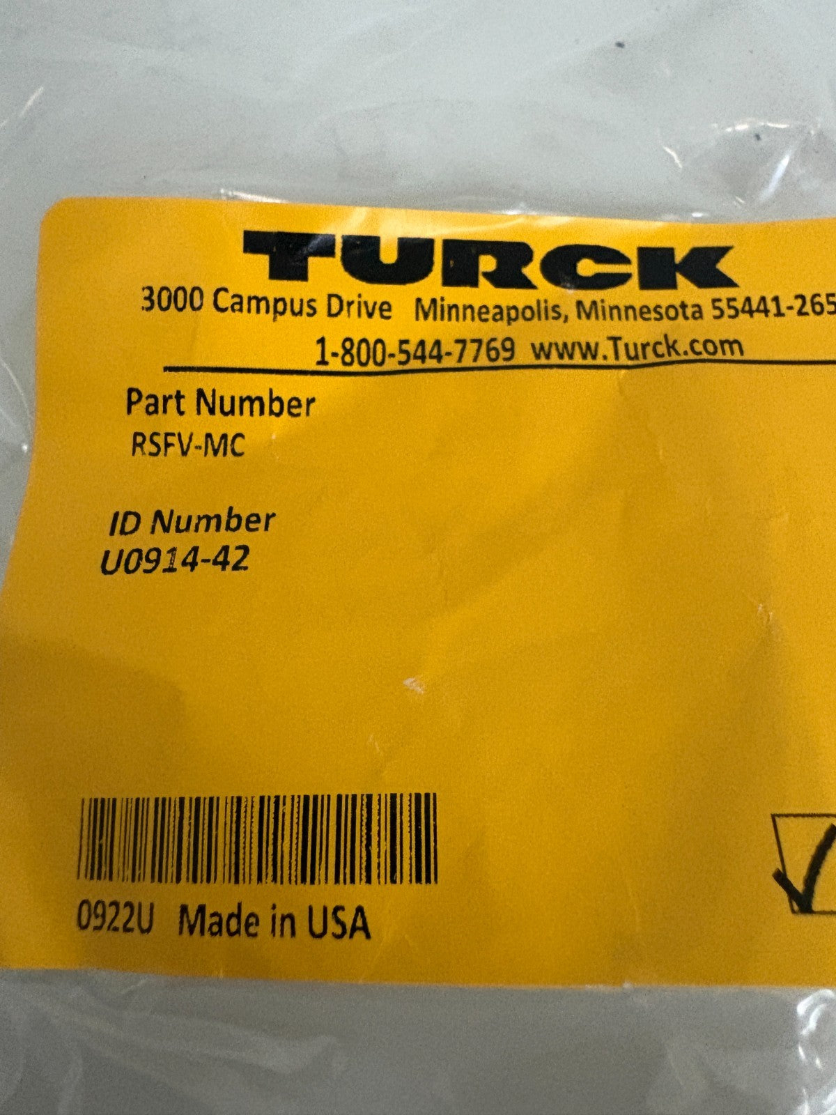 LOT OF 6 TURCK MINI EXT CAP RSFV-MC U0914-422