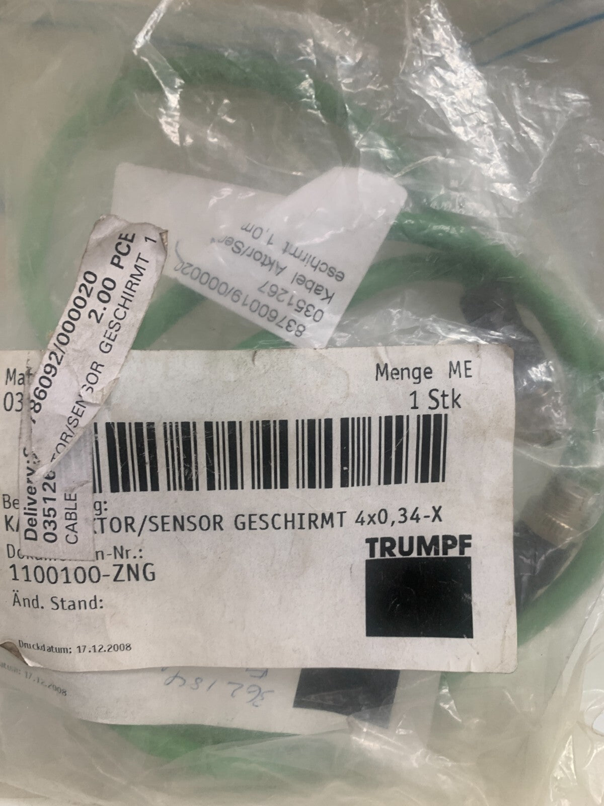 TRUMPF 0351267  Sensor Cable  1100100-ZNG