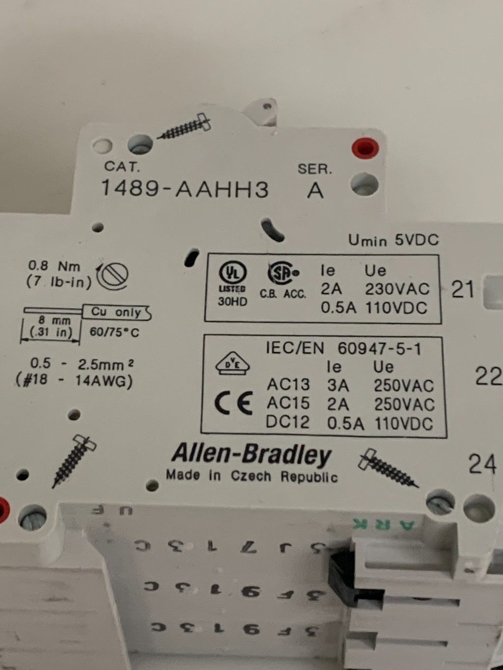 LOT OF 3 ALLEN BRADLEY TRIPLE CIRCUIT BREAKER 1489-A 60947-2 13 A W/ A BRADLEY