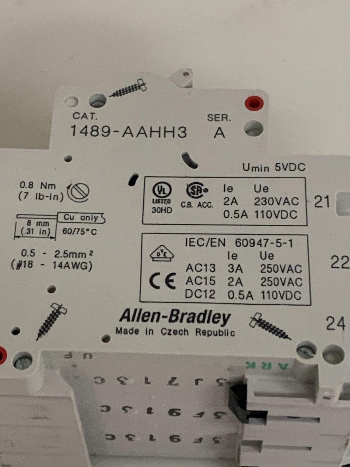 LOT OF 3 ALLEN BRADLEY TRIPLE CIRCUIT BREAKER 1489-A 60947-2 13 A W/ A BRADLEY