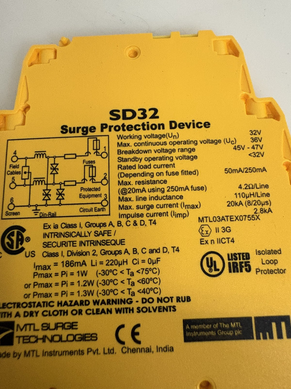 MTL SURGE TECHNOLOGIES SURGE PROTECTION DEVICE SD32