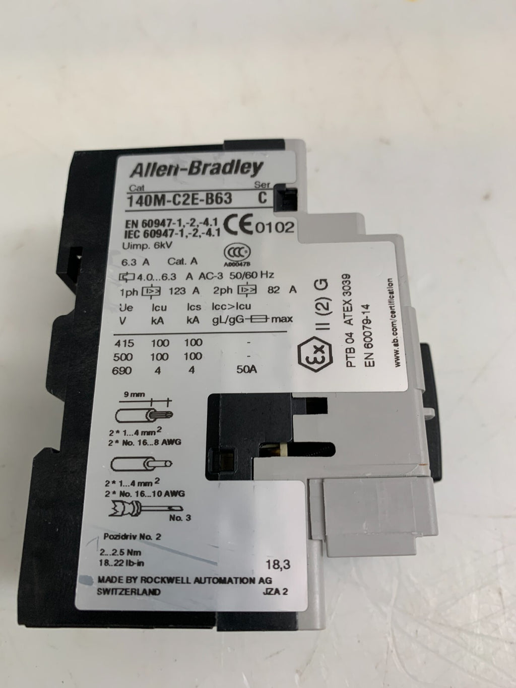 ALLEN BRADLEY 140M-C2E-B63 Ser.C  Circuit Breaker/Motor Protector1