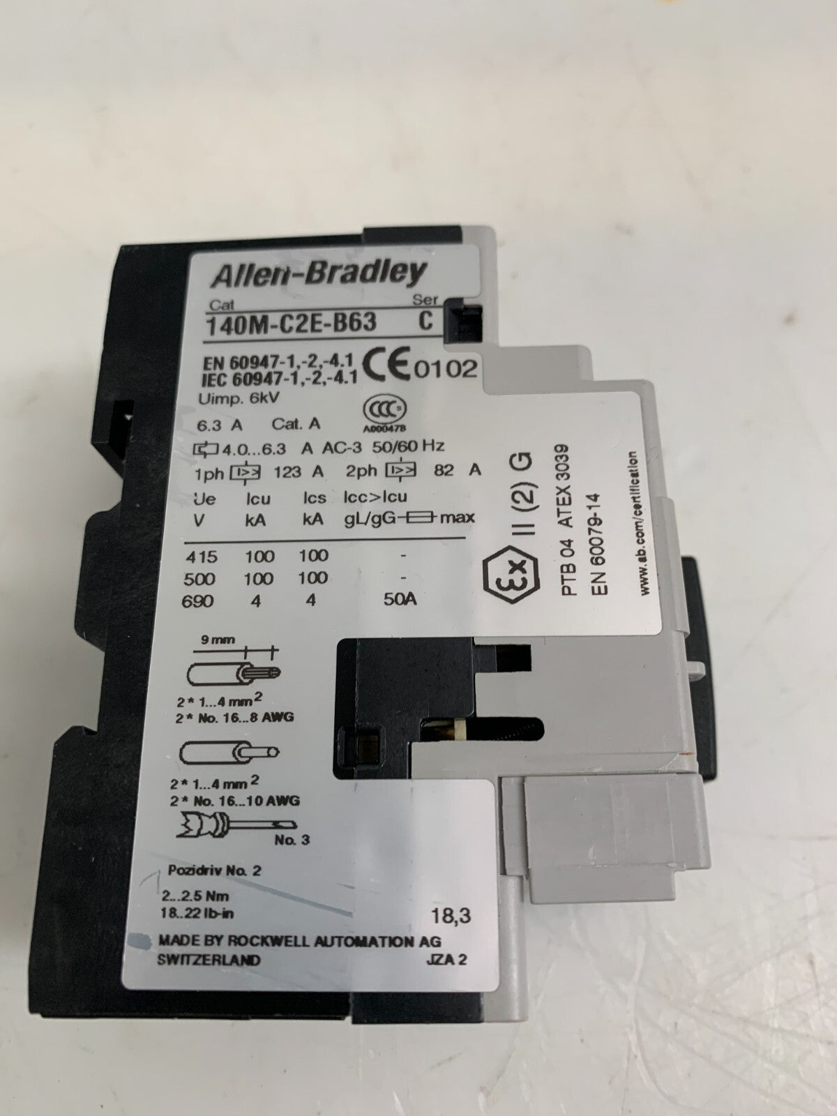 ALLEN BRADLEY 140M-C2E-B63 Ser.C  Circuit Breaker/Motor Protector1