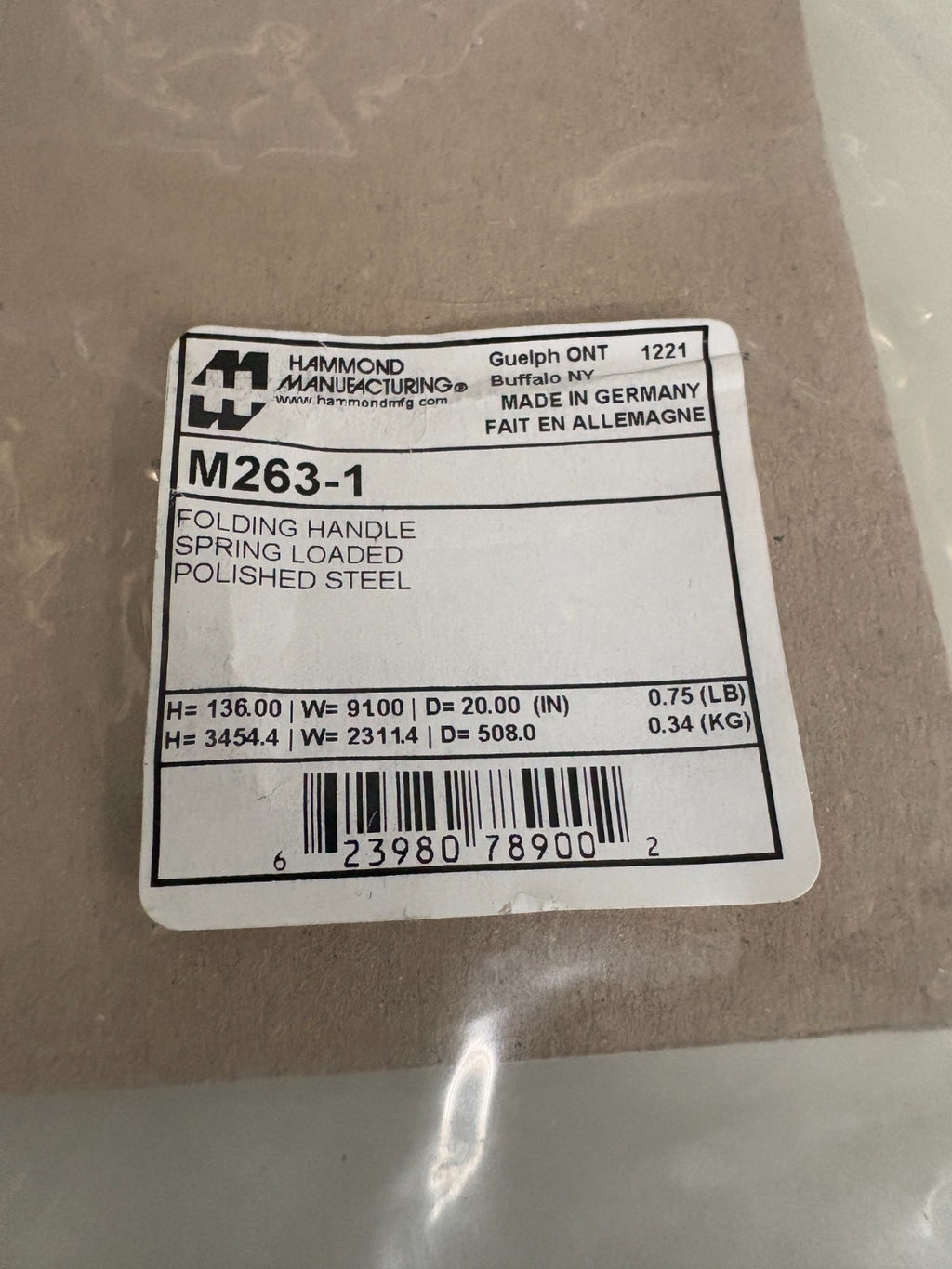 LOT OF 2 HAMMOND MANUFACTURING ALUMINIUM HANDLE M263-1