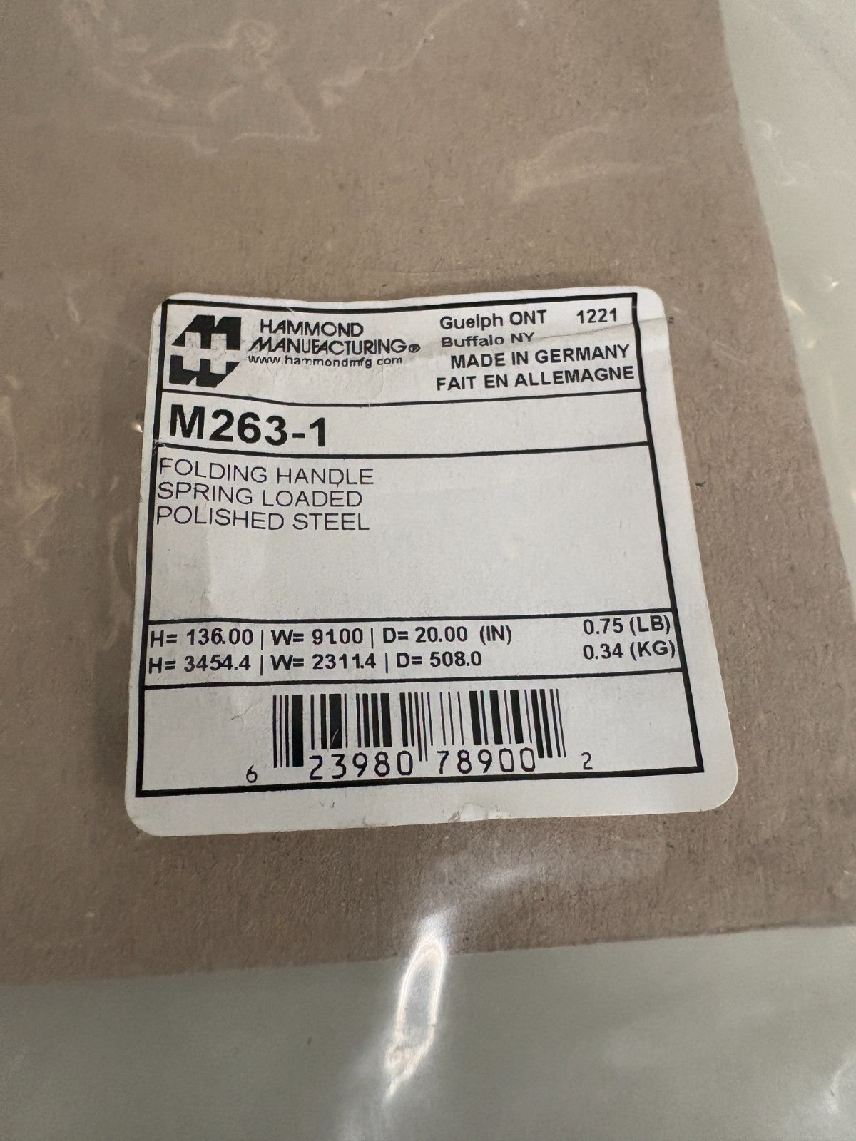 LOT OF 2 HAMMOND MANUFACTURING ALUMINIUM HANDLE M263-1