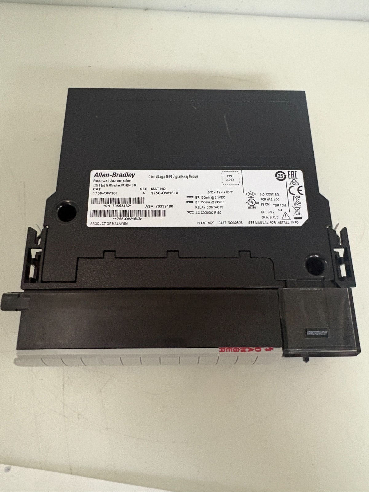 ALLEN BRADLEY OUTPUT RELAY CONTROL LOGIX 16PT DIGITAL RELAY MODULE 1756-0W16I A2