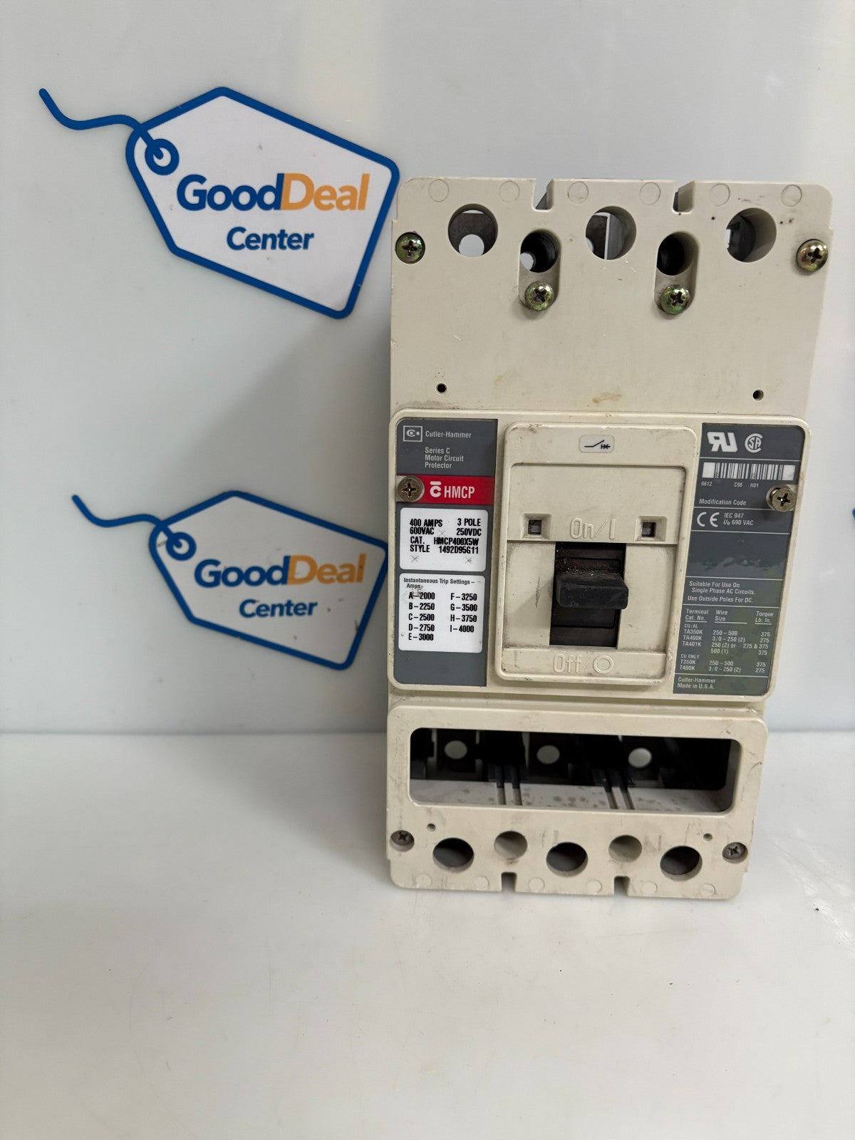 EATON CUTLER HAMMER MOTOR CIRCUIT BREAKER 400 AMPS HMCP400X5 #1492D95G11
