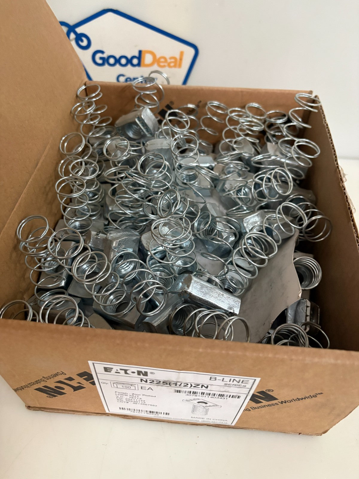 EATON FINISH ZINC PLATED LOCK NUT B-LINE N225(1/2) ZN 100 PER BOX3