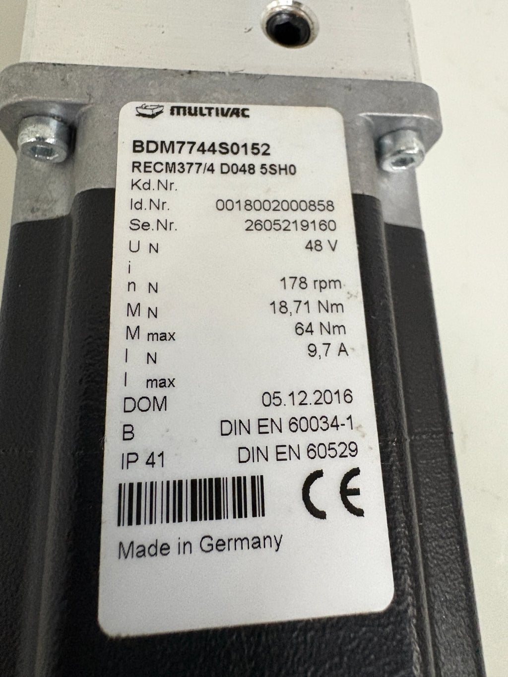 SCHNEIDER LEXIUM MULTIVAC SERVO MOTOR BDM7744SO1523