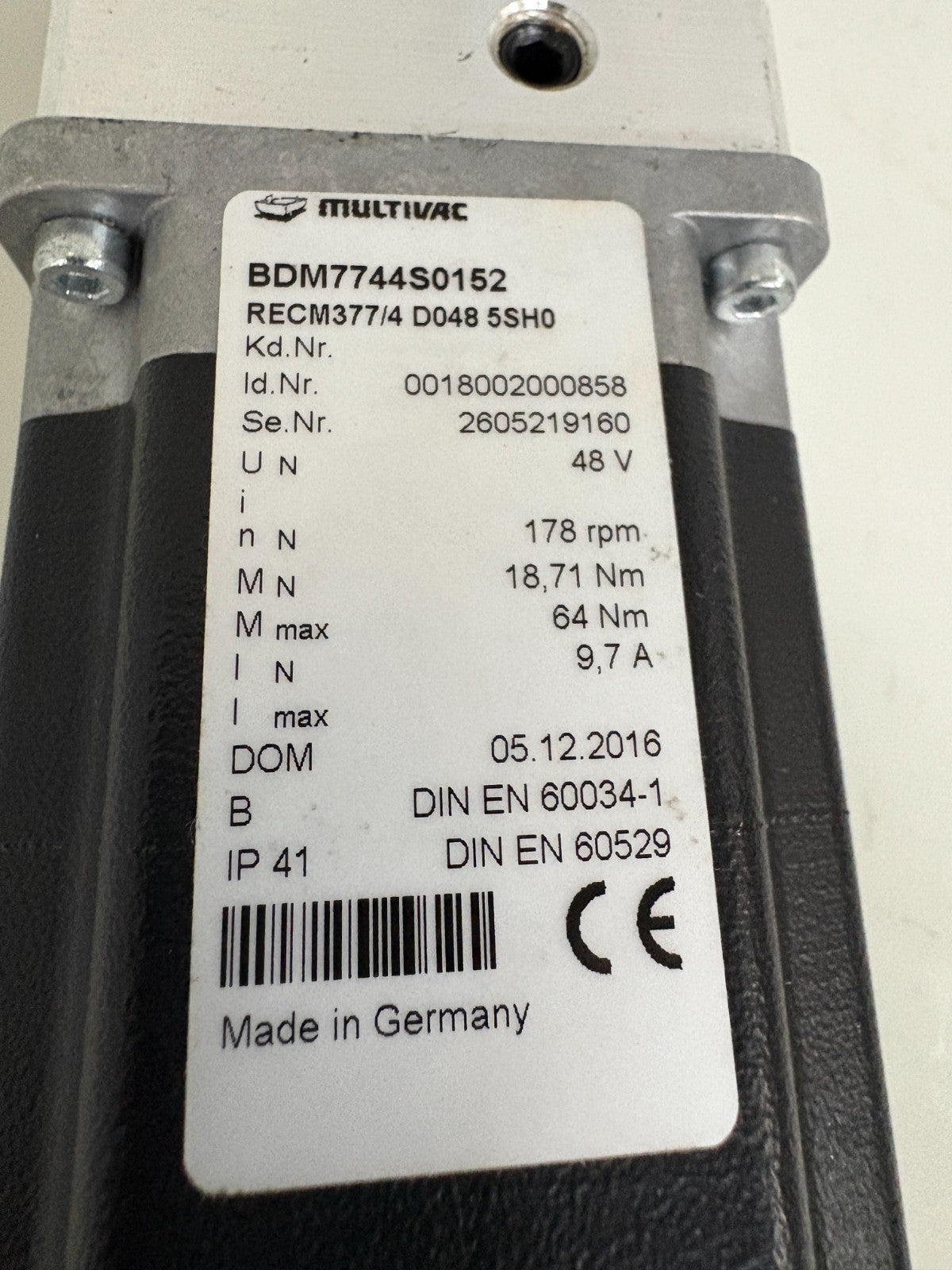 SCHNEIDER LEXIUM MULTIVAC SERVO MOTOR BDM7744SO1523