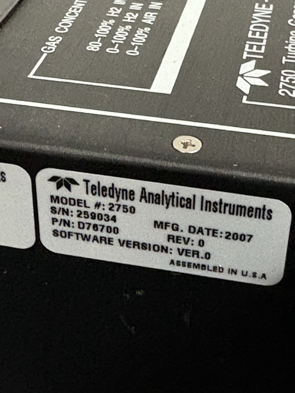 TELEDYNE 2750 TURBINE GENERATOR GAS ANALYZER4