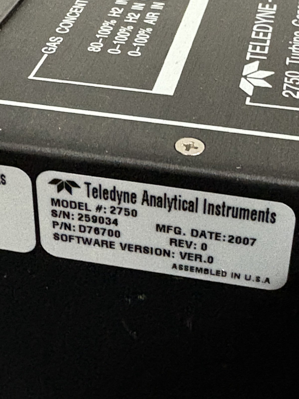 TELEDYNE 2750 TURBINE GENERATOR GAS ANALYZER4