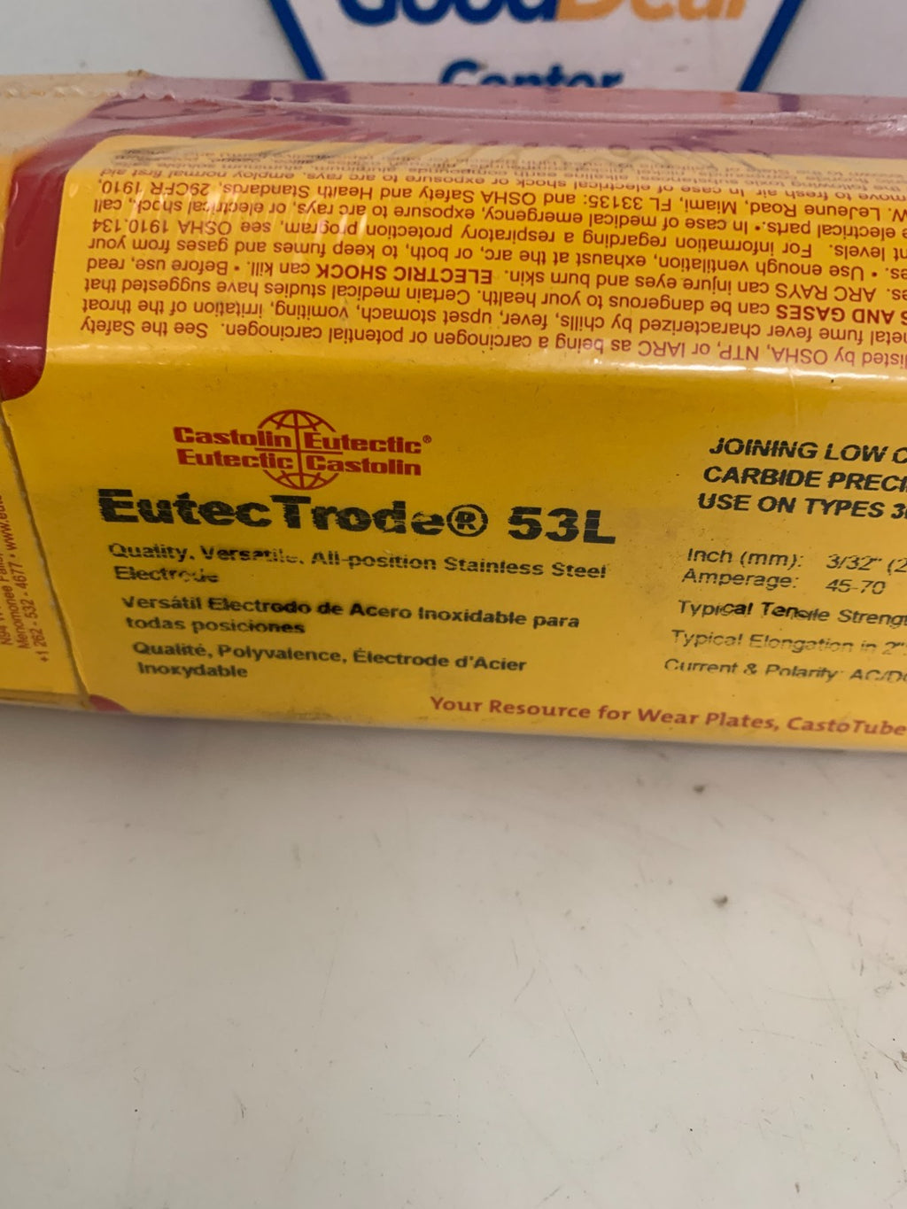 CASTOLIN EUTECTIC EUTEC TRODE 53L ALL POSITION S.STEEL ELECTRODE 6LB