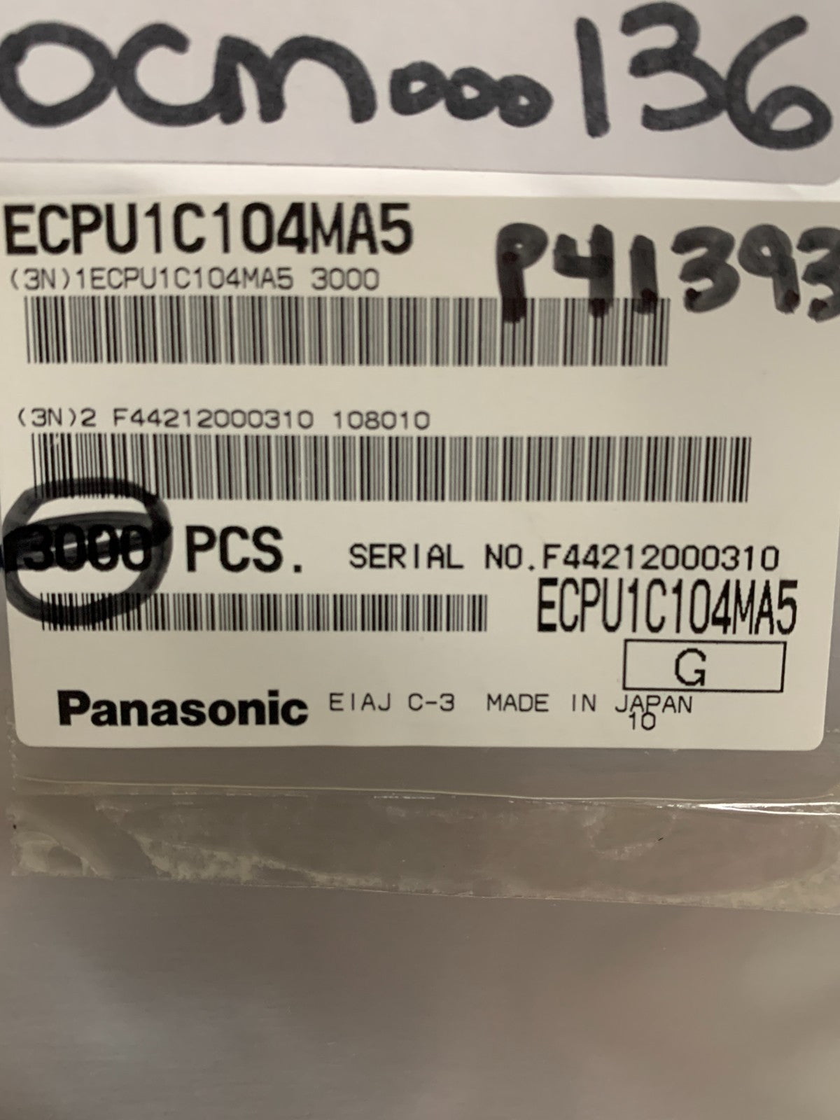 LOT OF 927 PANASONIC CAP FILM 0.1 UF 20 PERCENT 16 VDC 0805
