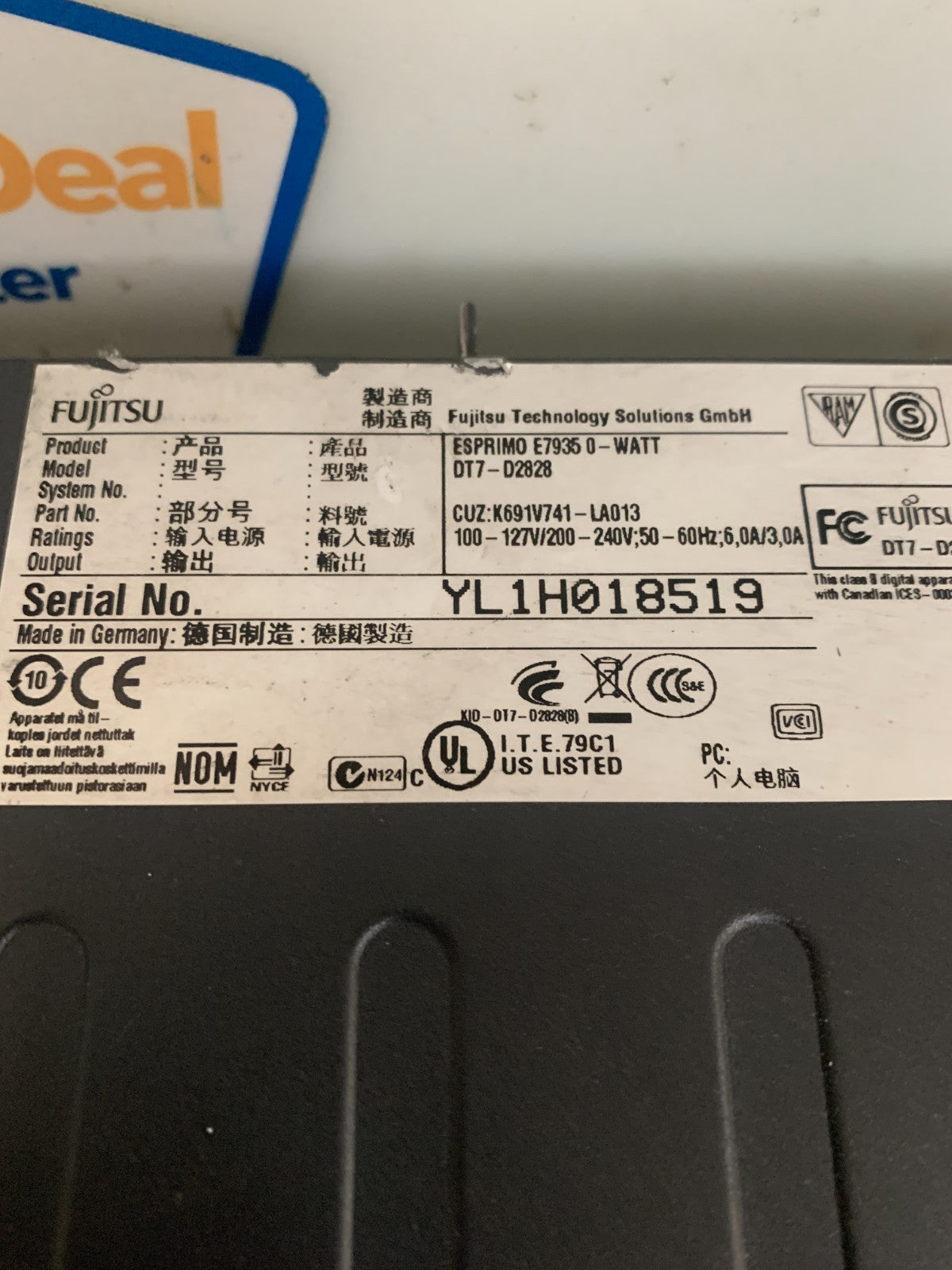 FUJITSU COMPUTER ESPRIMO OT7-028282