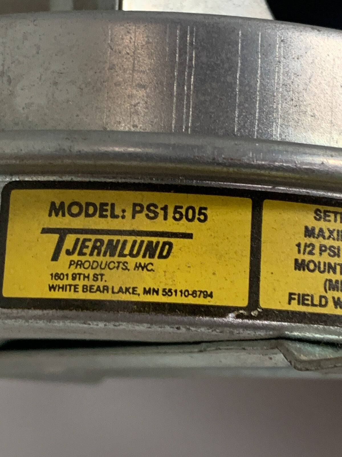 T JERNLUND PS1505 PRESSURE SWITCH UNIT ONLY