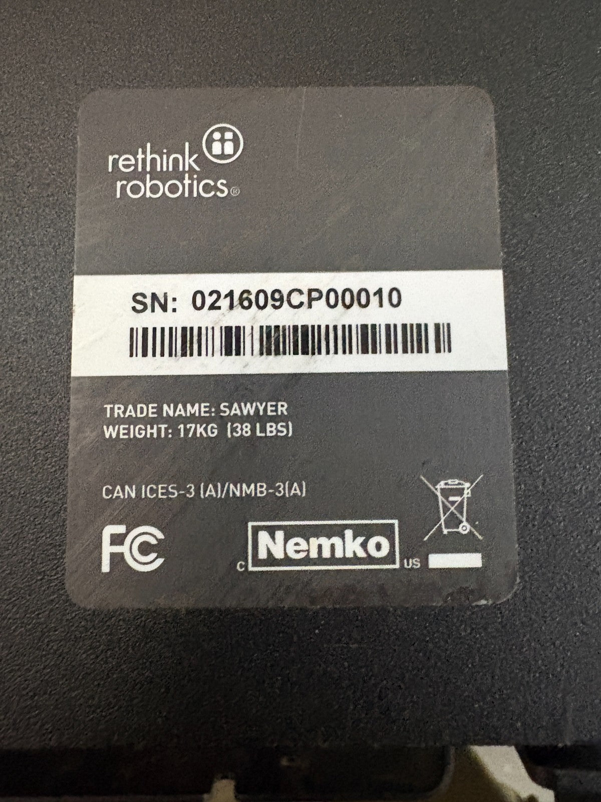 RETHINK ROBOTICS SAWYER SMART PRECISION TASKS ROBOT 2015 W/ CONTROLLER AND CABLE8