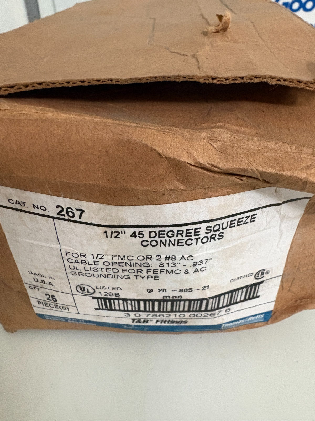 LOT OF 24 THOMAS & BETTS 1/2" 45 DEGREE SQUEEZE CONNECTORS