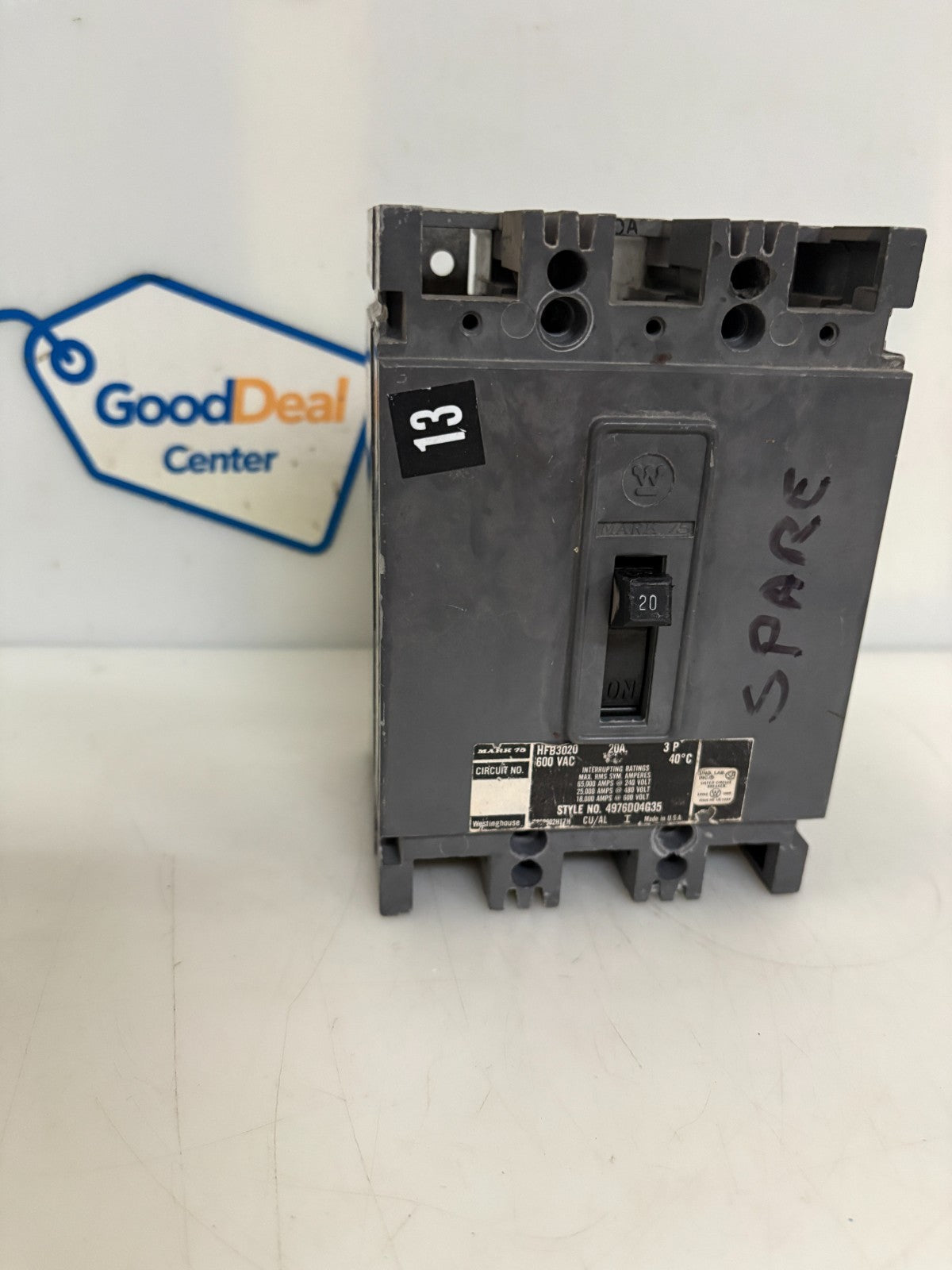 WESTINGHOUSE MOTOR CIRCUIT BREAKER 600V 20AMP HFB 30200