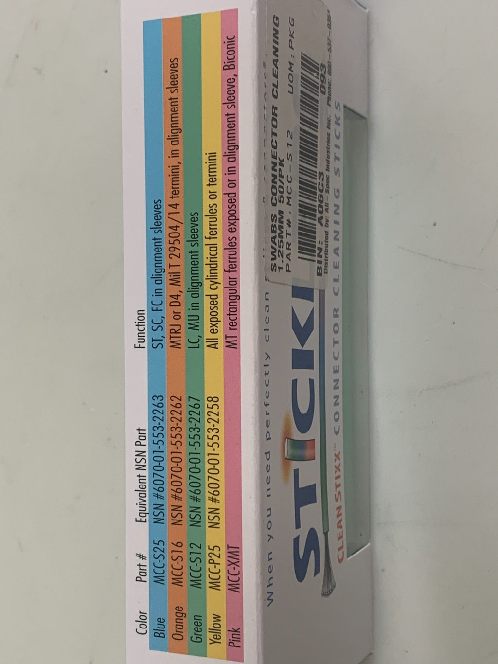STICKLERS CLEANSTIXX CONNECTOR CLEANING STICKS MCC-S12  LC MU IN ALIGNMENT
