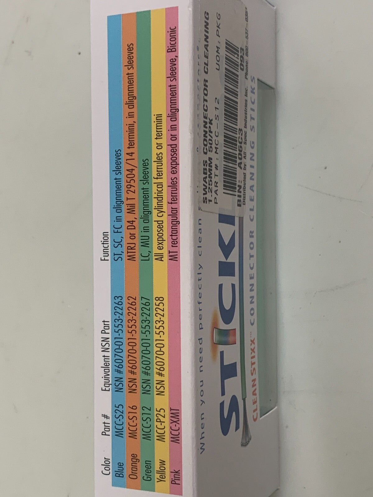 STICKLERS CLEANSTIXX CONNECTOR CLEANING STICKS MCC-S12  LC MU IN ALIGNMENT