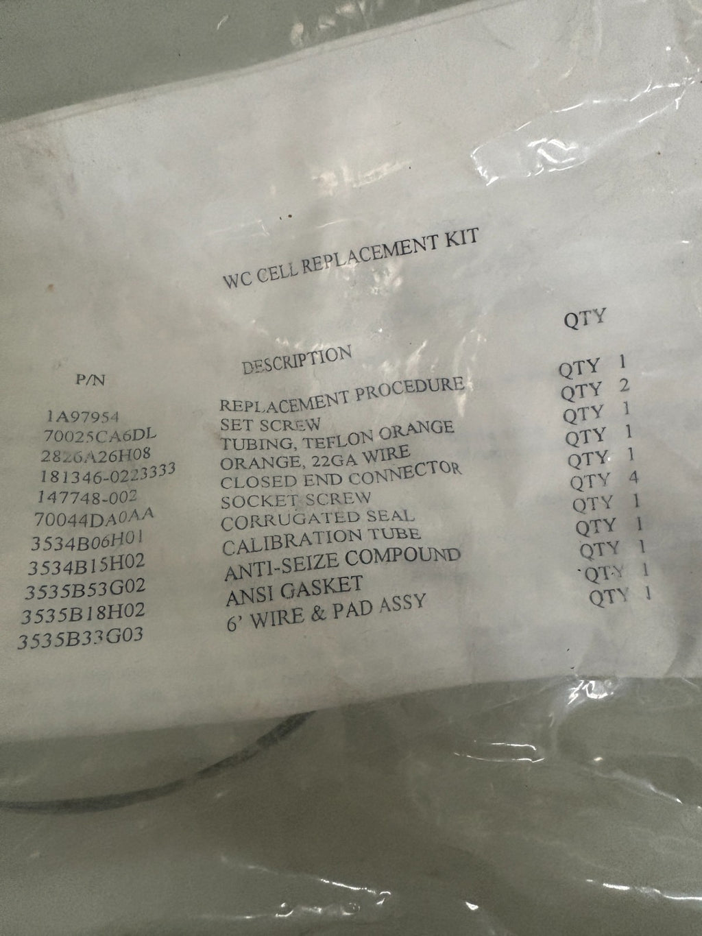 ROSEMOUNT WC CELL REPLACEMENT KIT 3535B 44 G03
